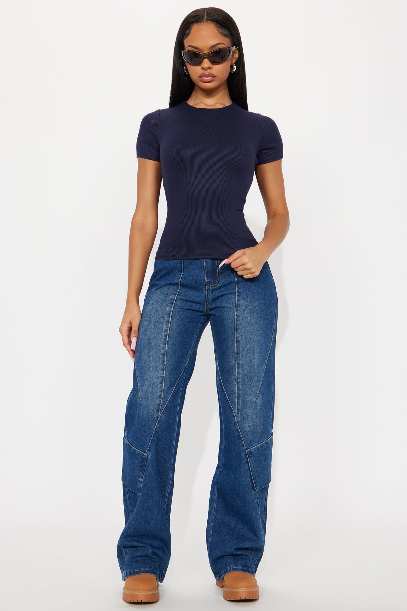 Chloe Crew Neck Short Sleeve Tee - Navy image 5