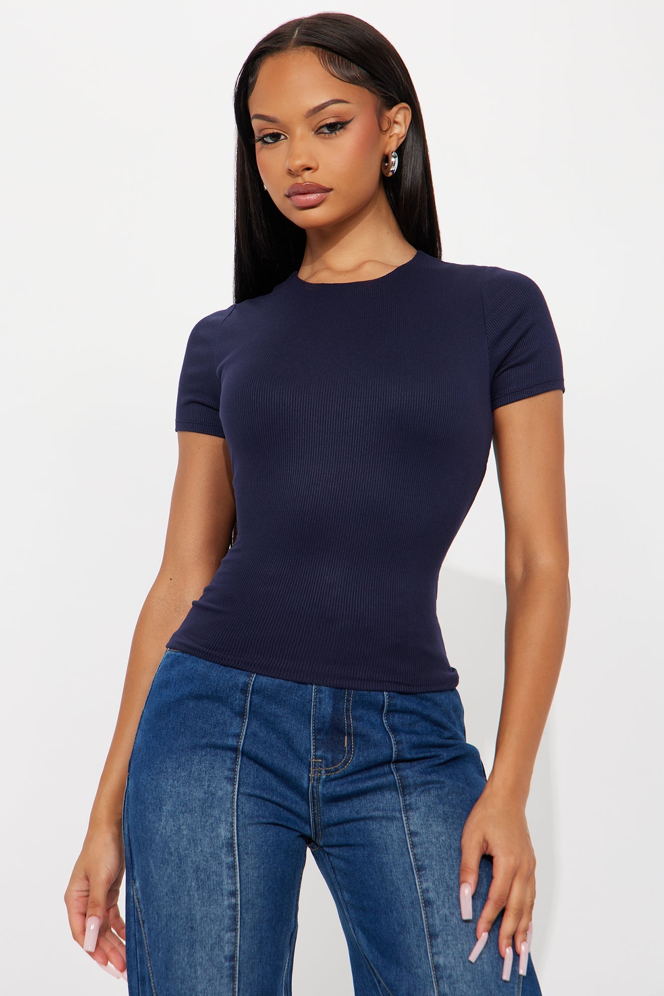 Chloe Crew Neck Short Sleeve Tee - Navy image 4