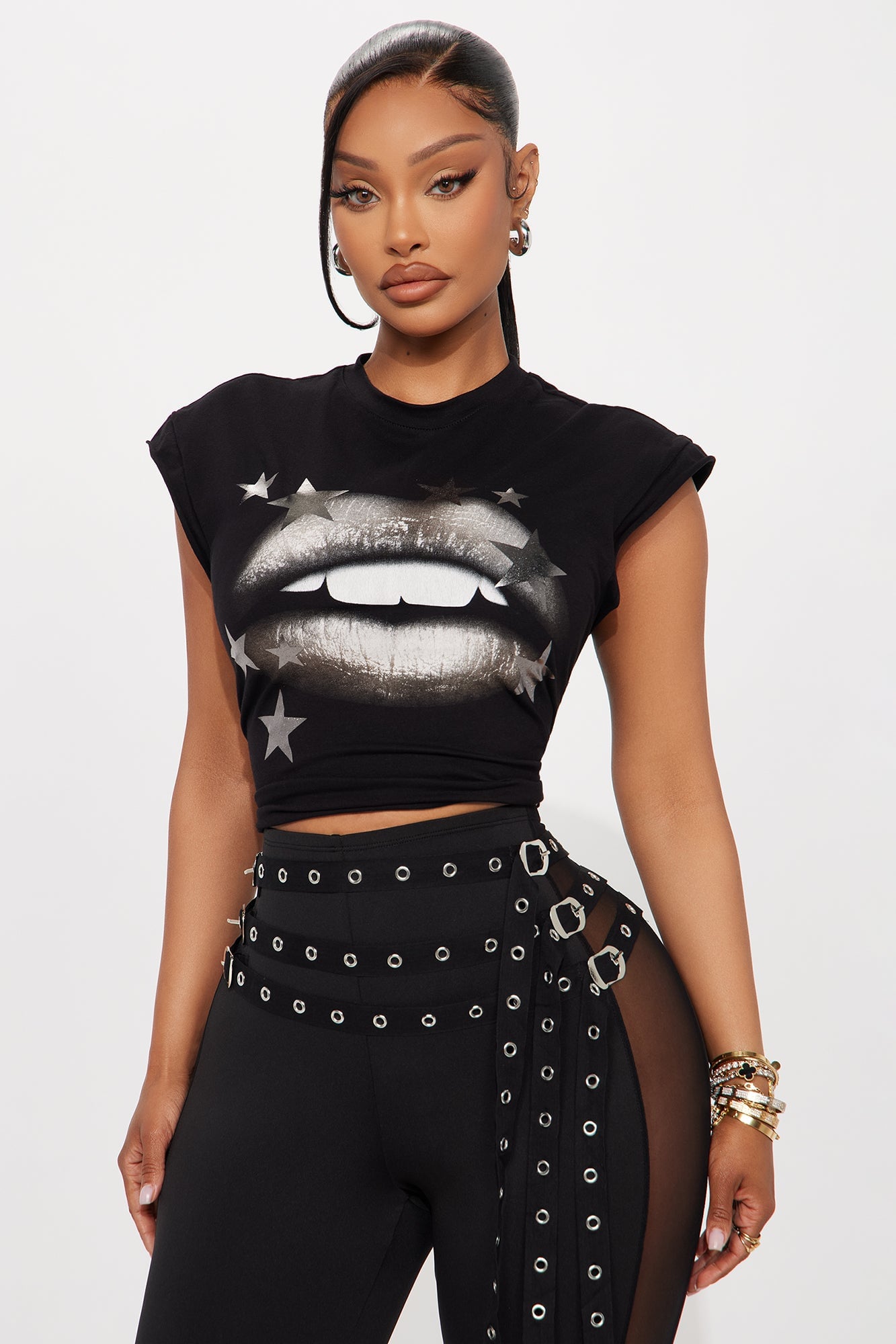 Star Shine Muscle Tee - Black image 5