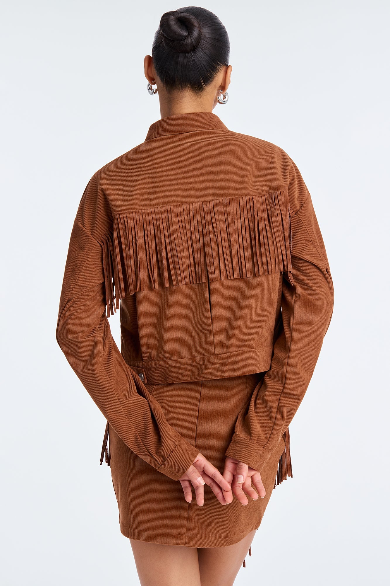 Take The Chance Corduroy Fringe Skirt Set - Rust image 5