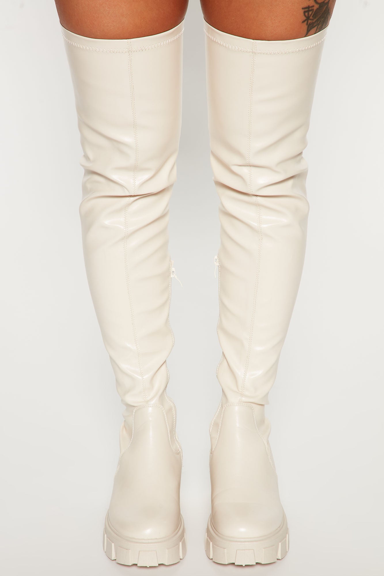 Play It Off Over The Knee Boots - Cream image 2