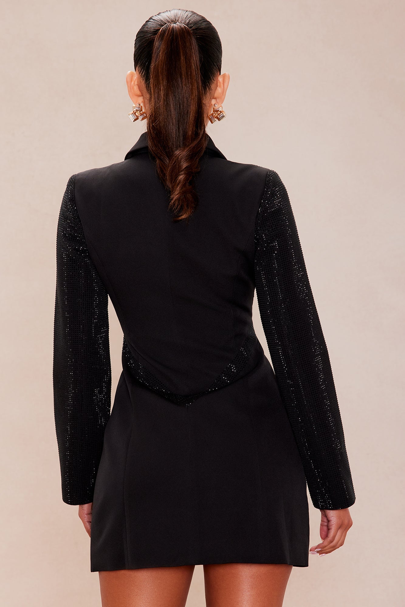 Thalia Rhinestone Blazer Mini Dress - Black image 4