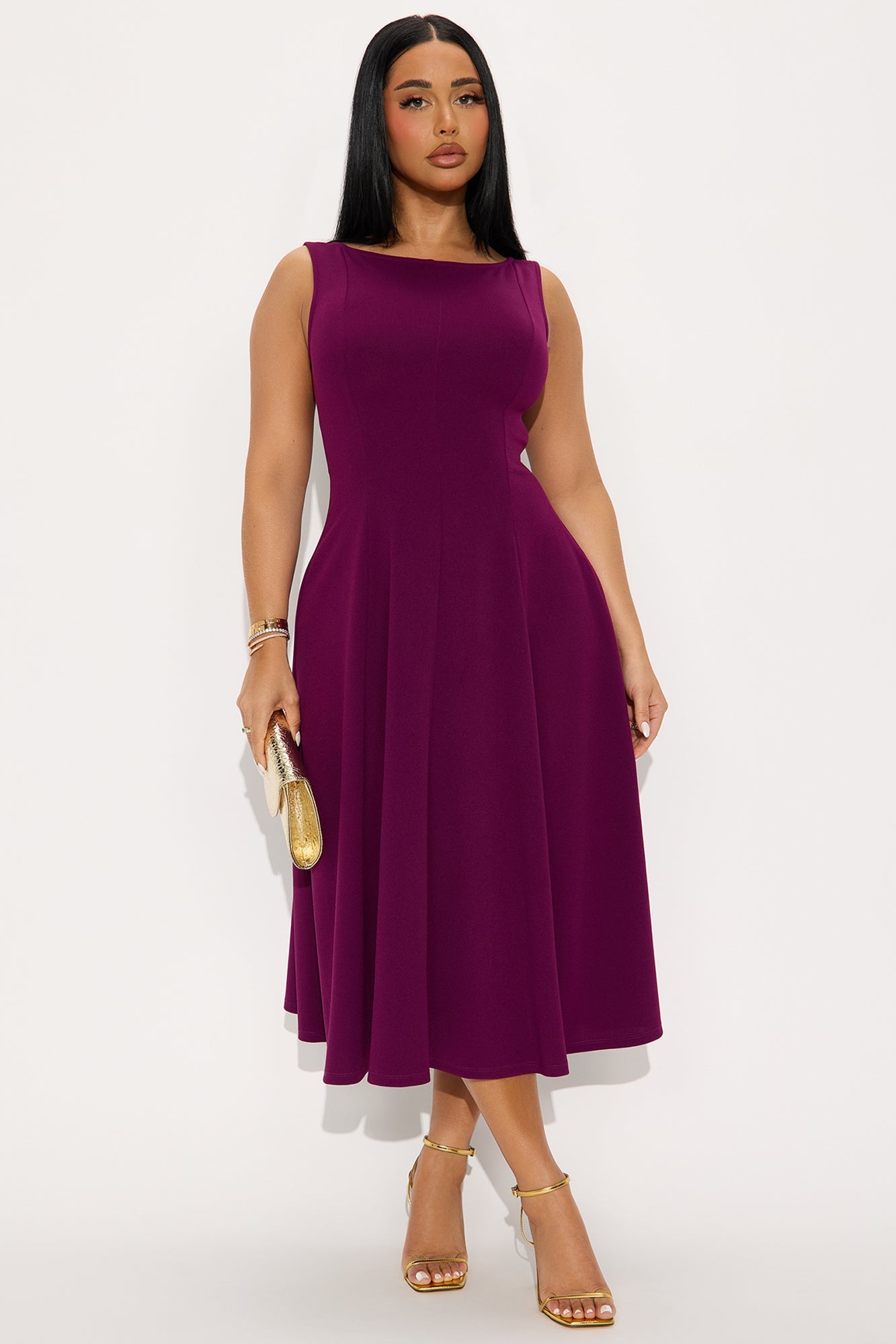 Sweet Sunday Knit Crepe Midi Dress - Plum image 4