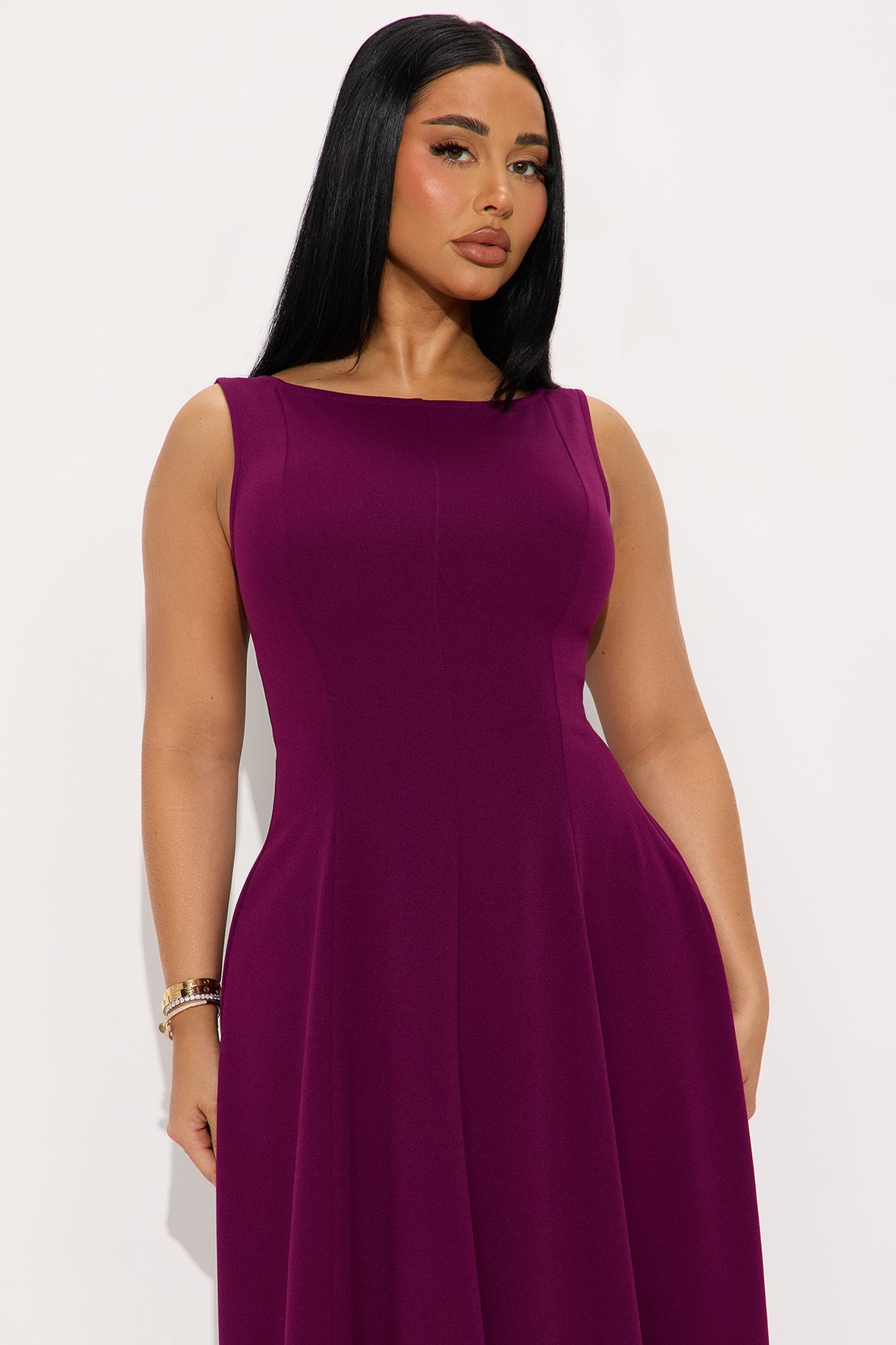 Sweet Sunday Knit Crepe Midi Dress - Plum image 5