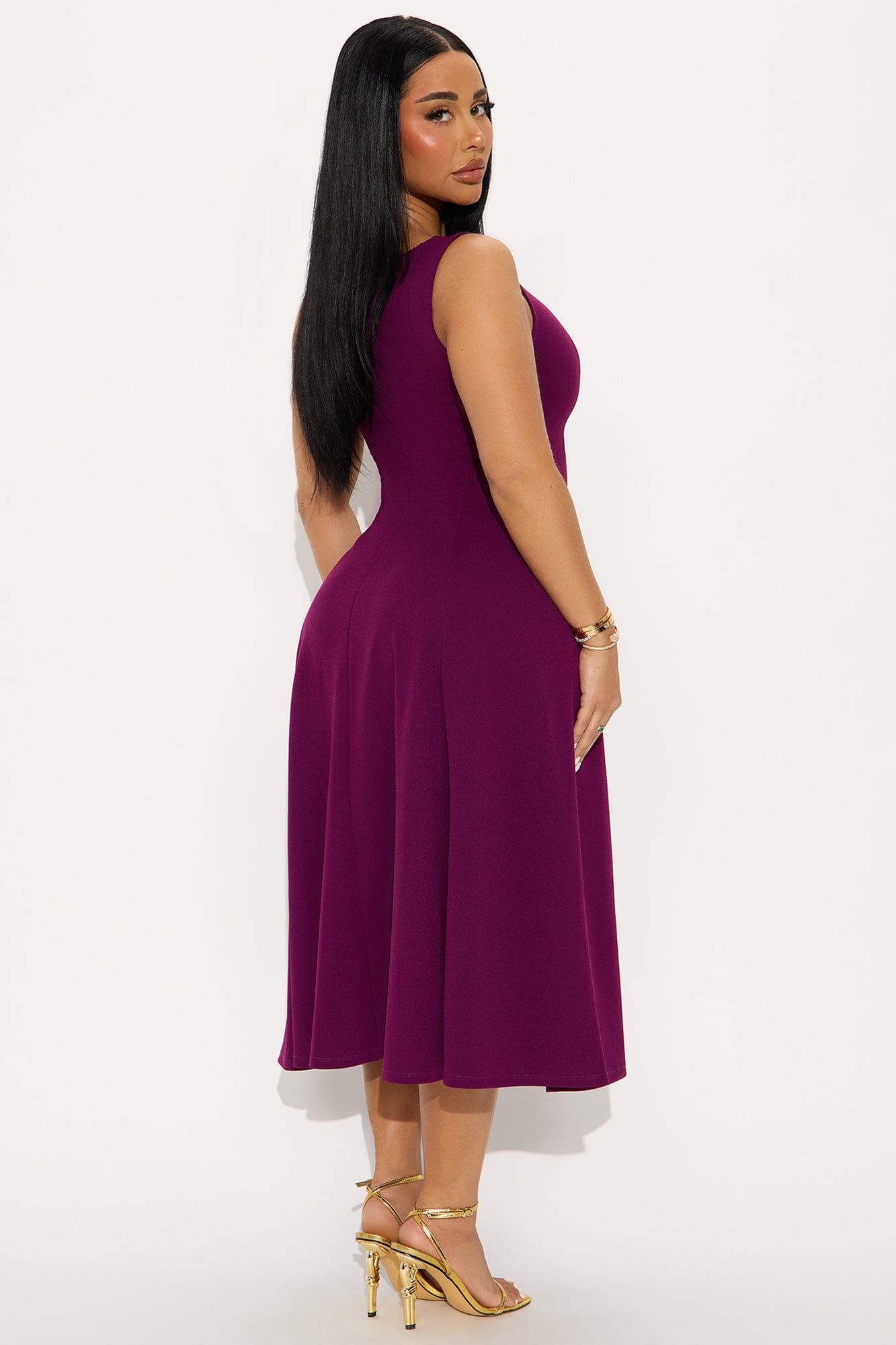 Sweet Sunday Knit Crepe Midi Dress - Plum image 6