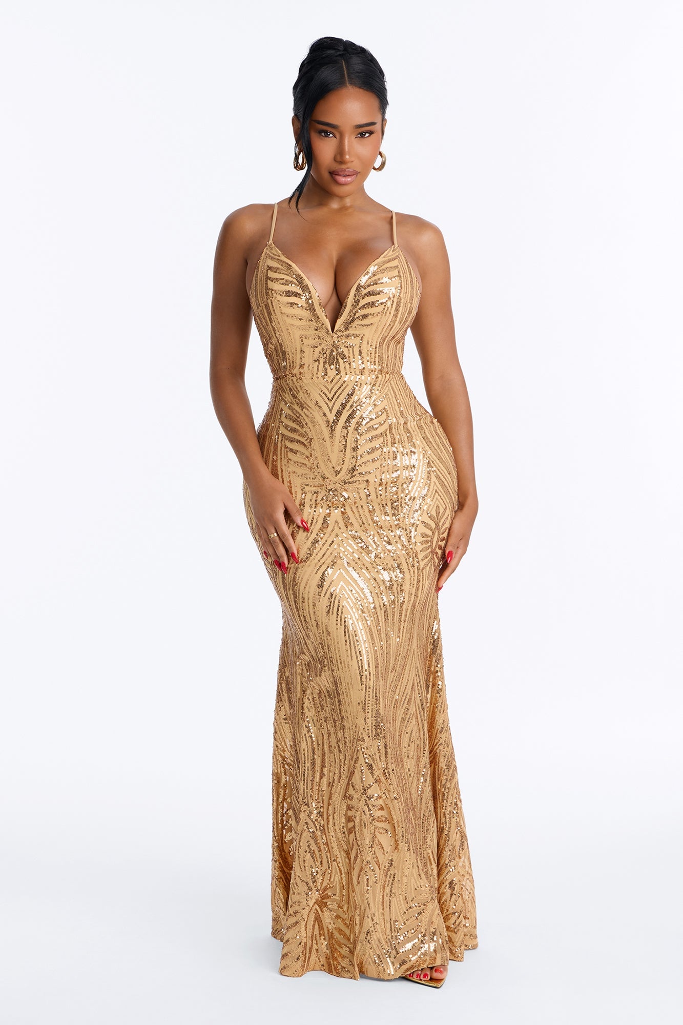 Tayla Sequin Maxi Dress - Gold image 5