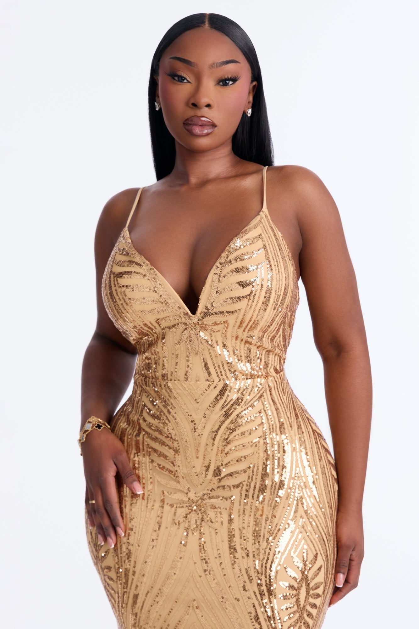 Tayla Sequin Maxi Dress - Gold image 1