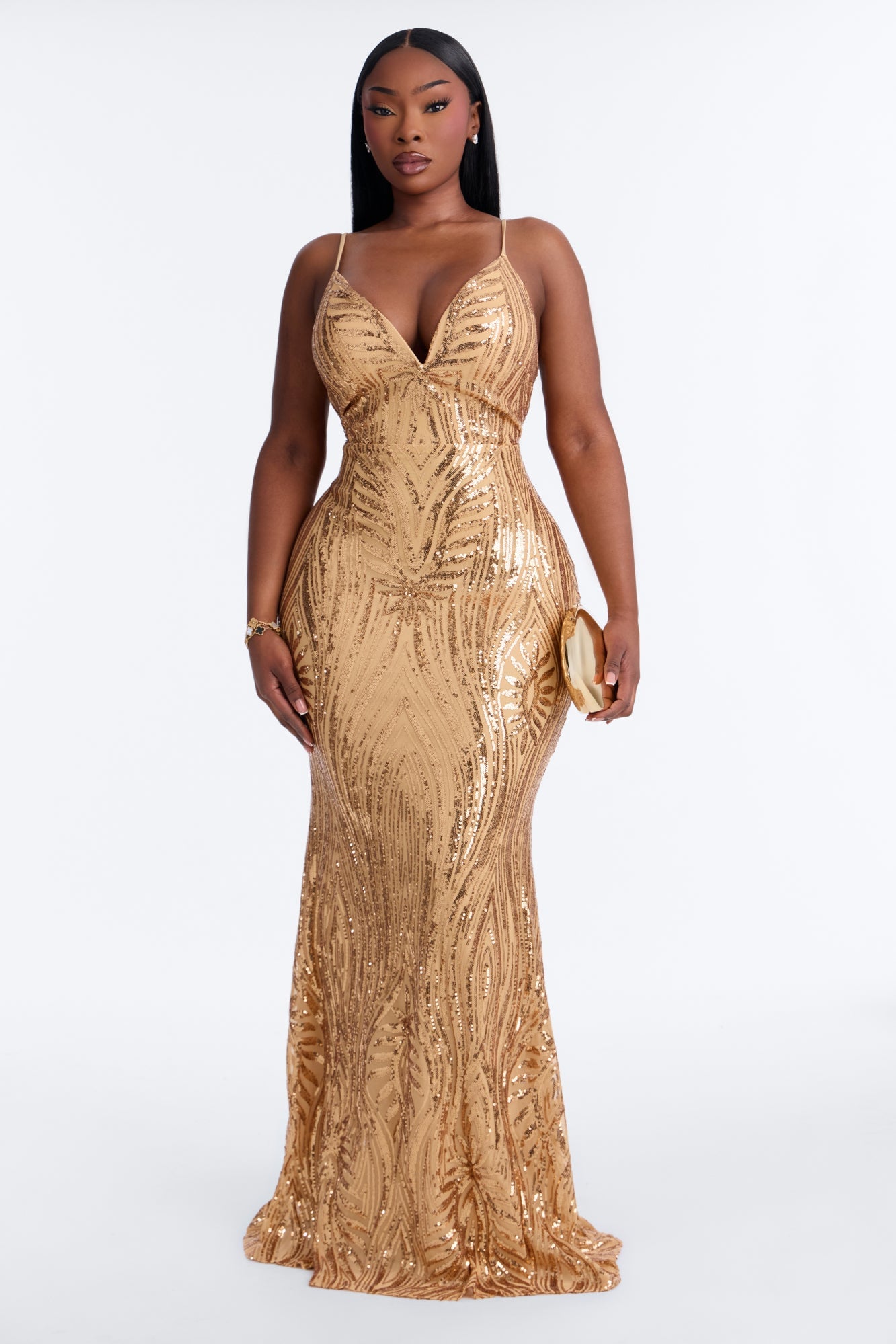 Tayla Sequin Maxi Dress - Gold image 2