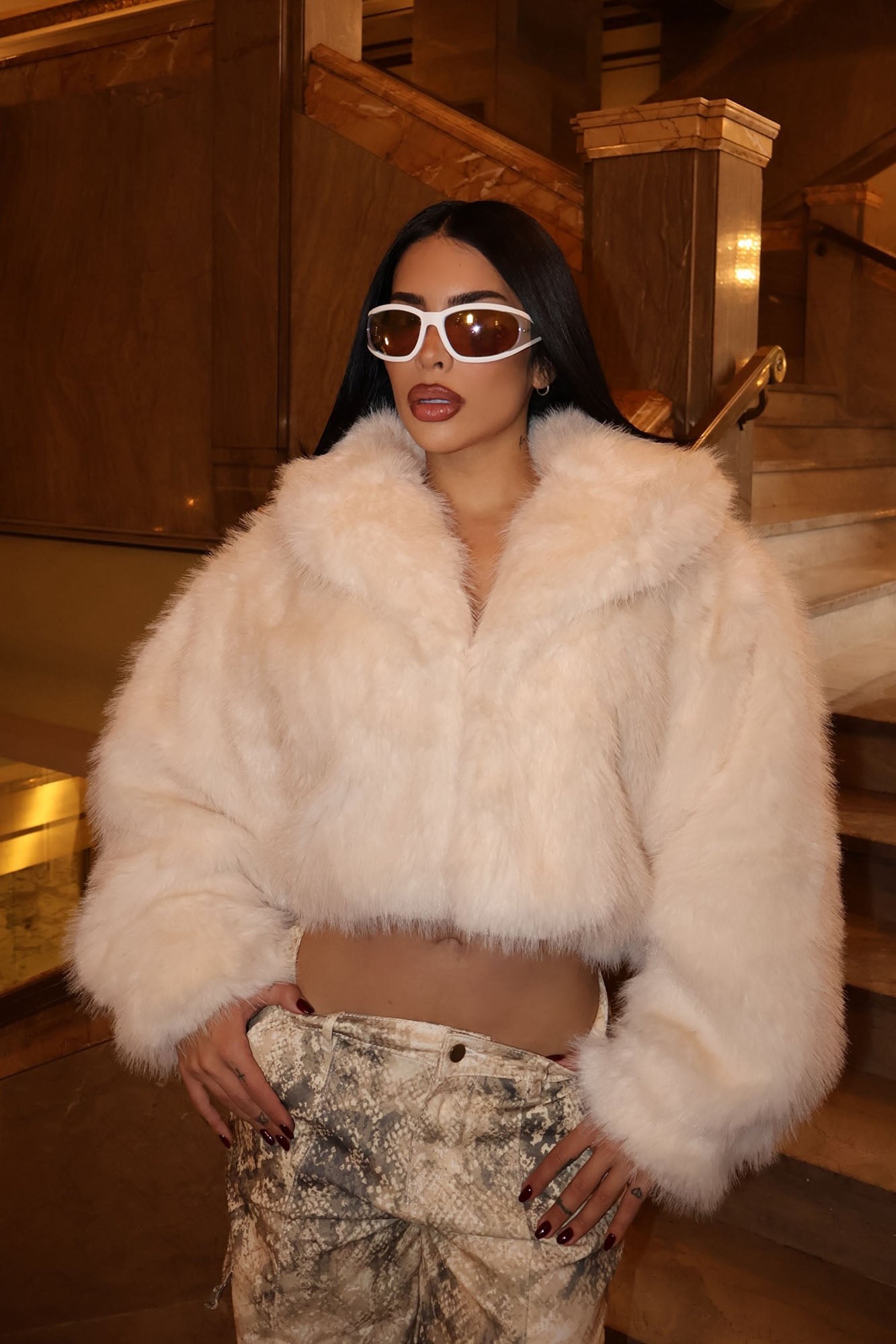 That's Luxe Faux Fur Coat - Ivory image 8