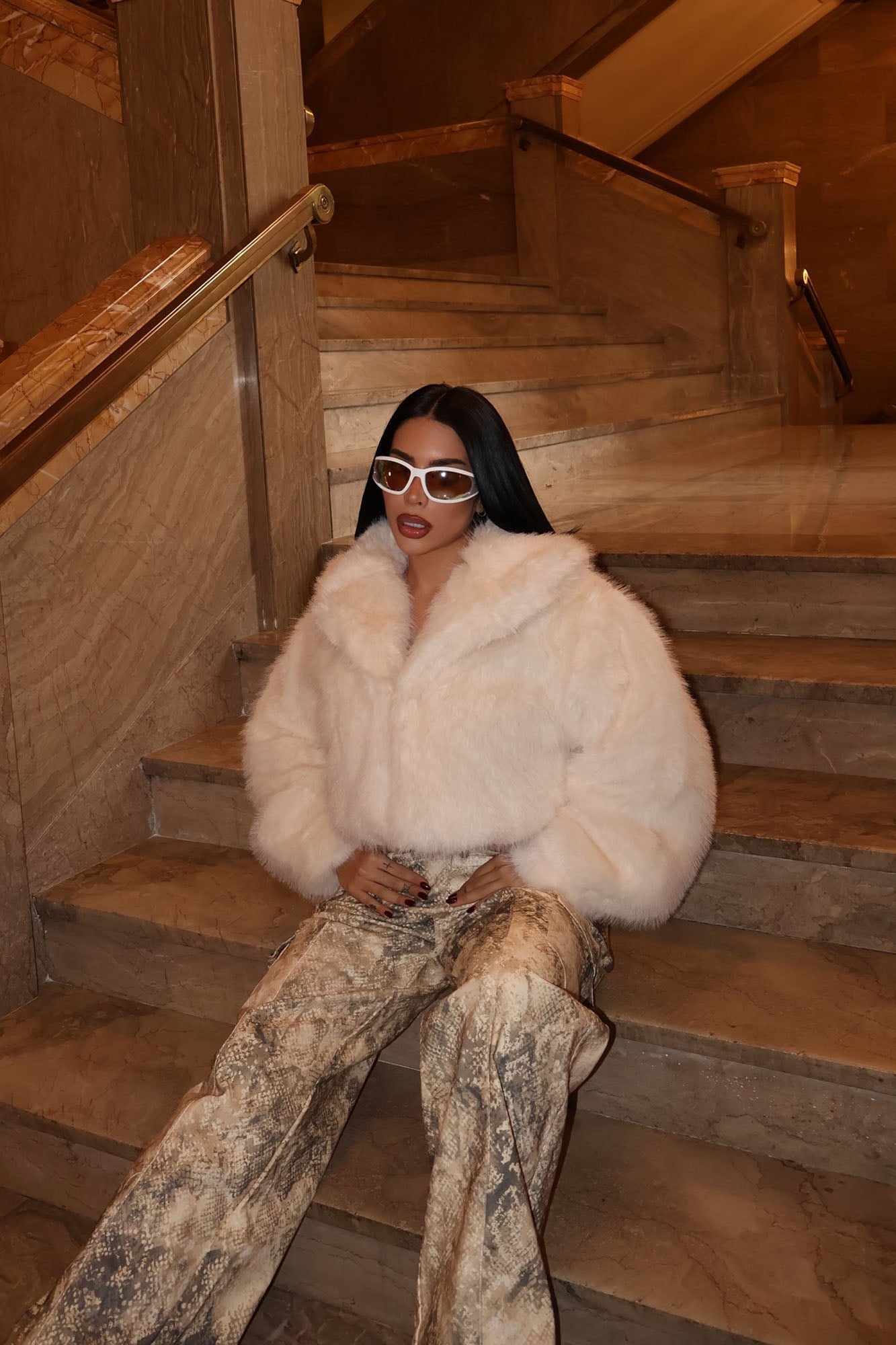 That's Luxe Faux Fur Coat - Ivory image 12