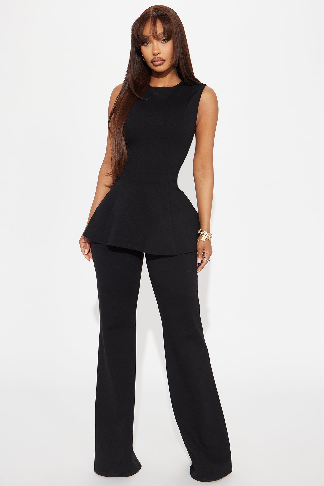 The Ava Peplum Pant Set - Black image 4
