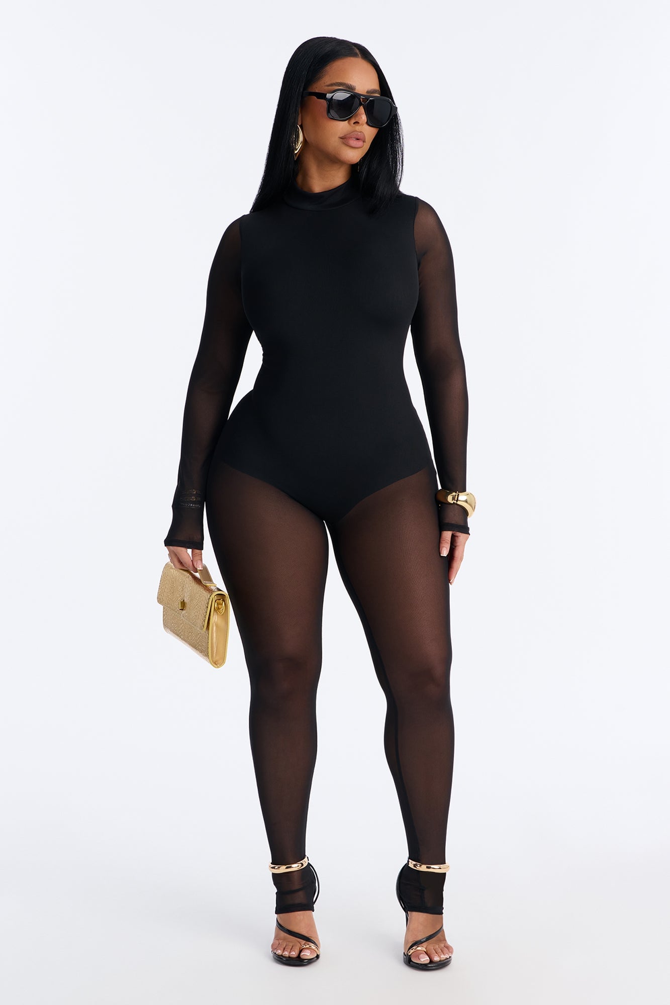 Smooth Moves Mesh Skinny Leg Jumpsuit - Black image 4