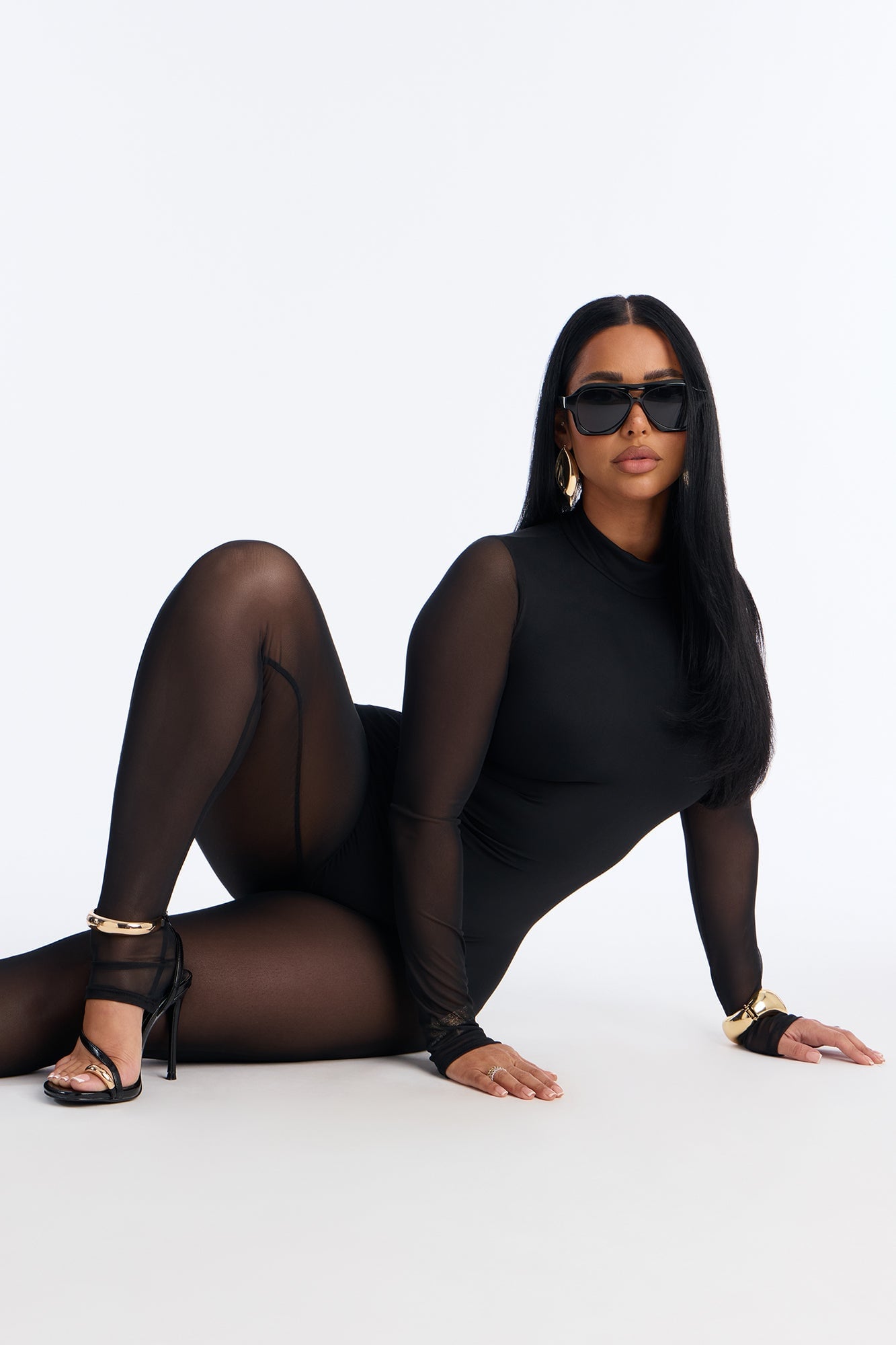 Smooth Moves Mesh Skinny Leg Jumpsuit - Black image 6