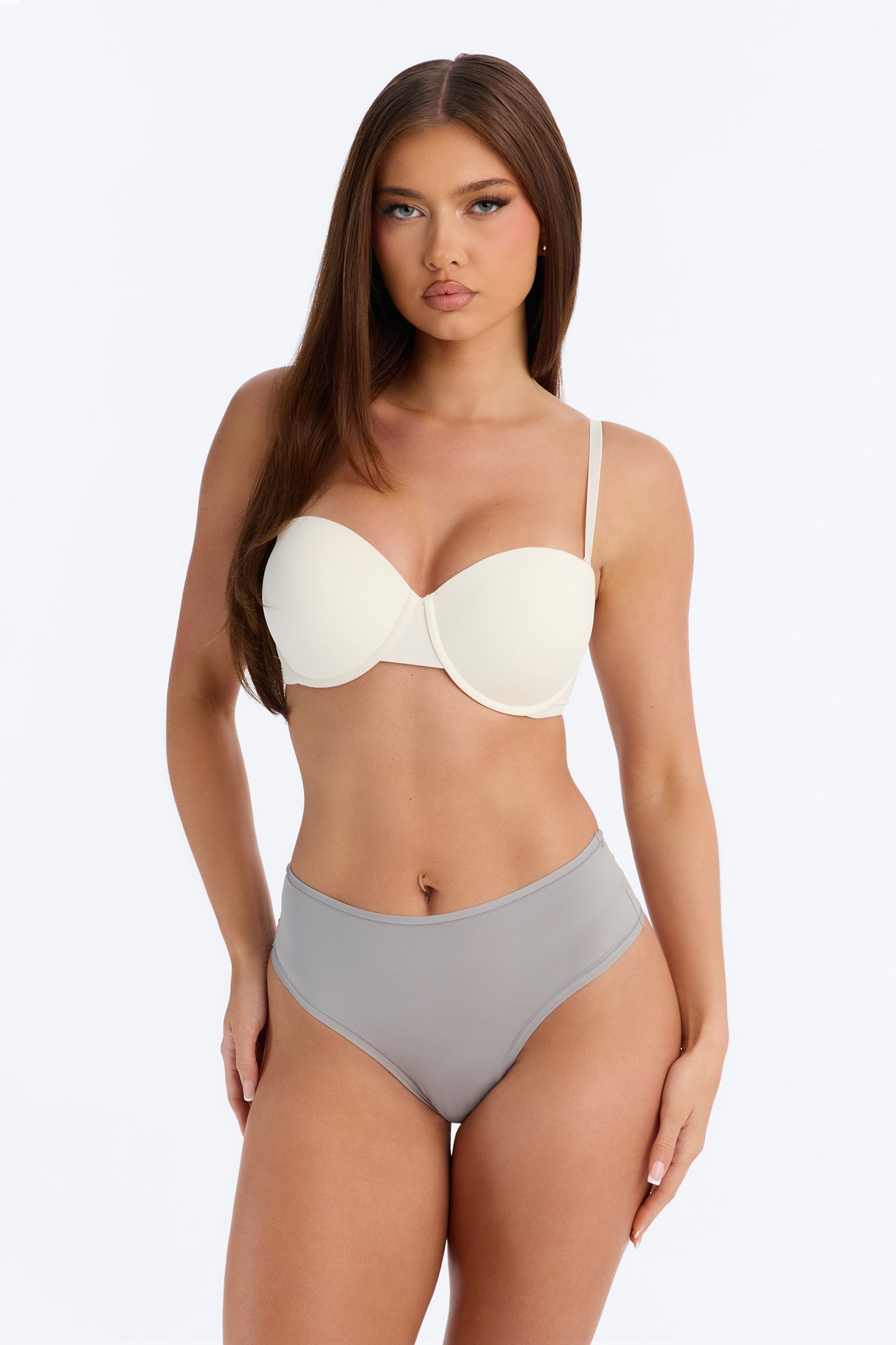 Flexible Fit Comfort Stretch High Waist Thong - Grey image 3