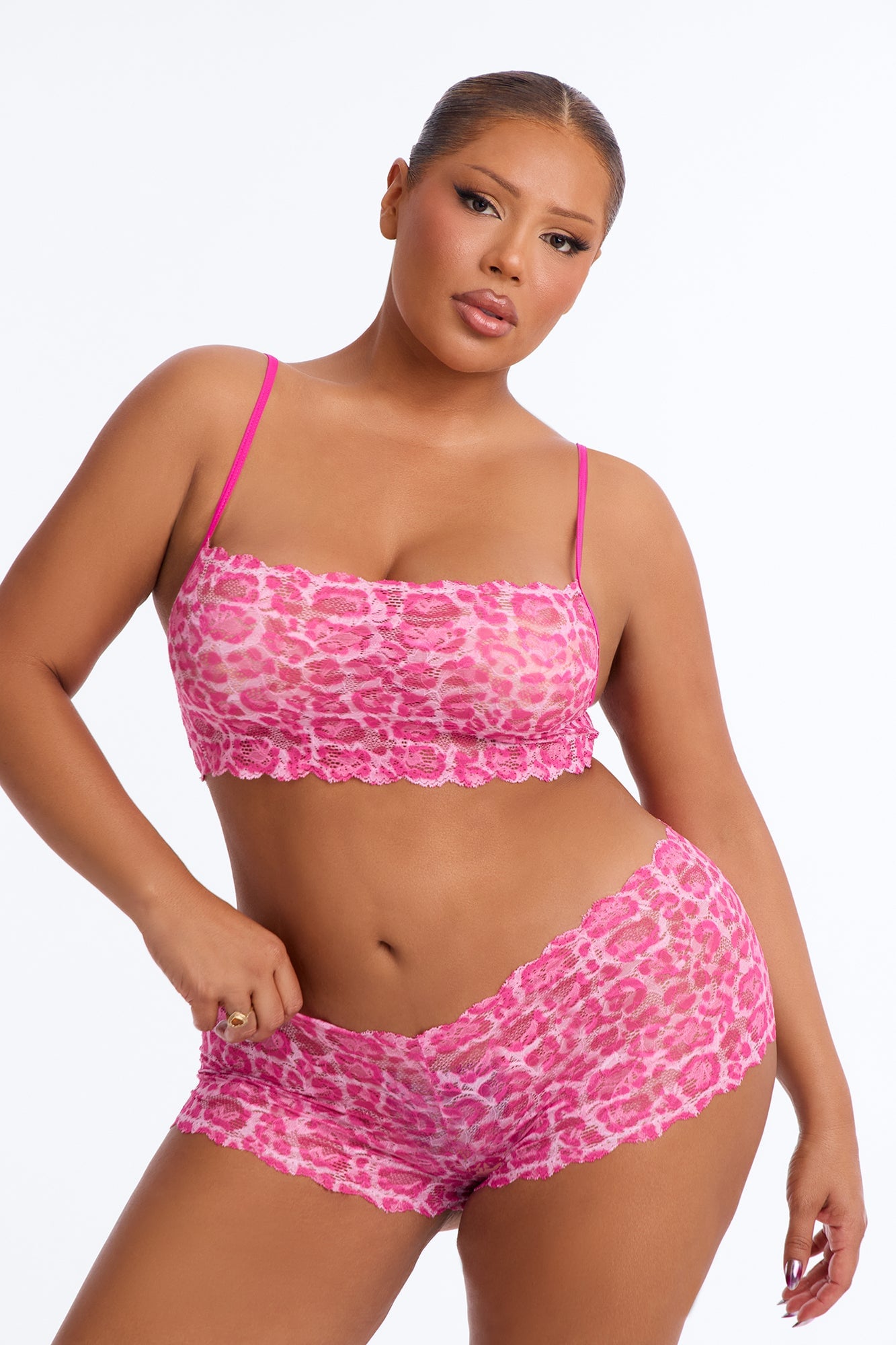 Sultry Moments Lace 2 Piece Set - Pink/Pink image 1