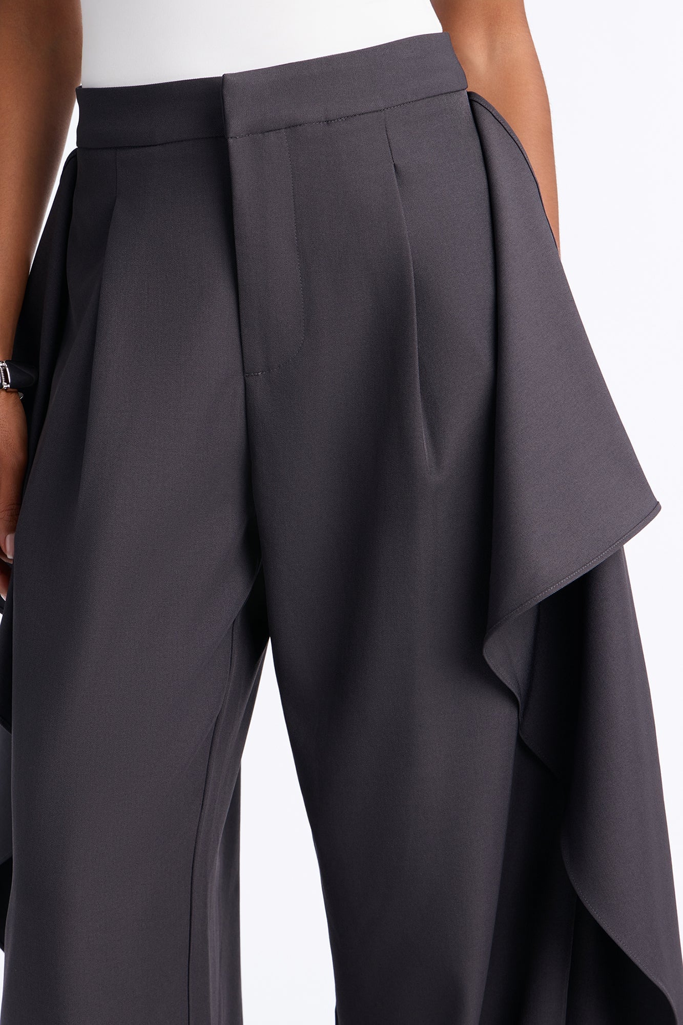 Tessa High Rise Ruffle Layered Trouser - Charcoal image 7