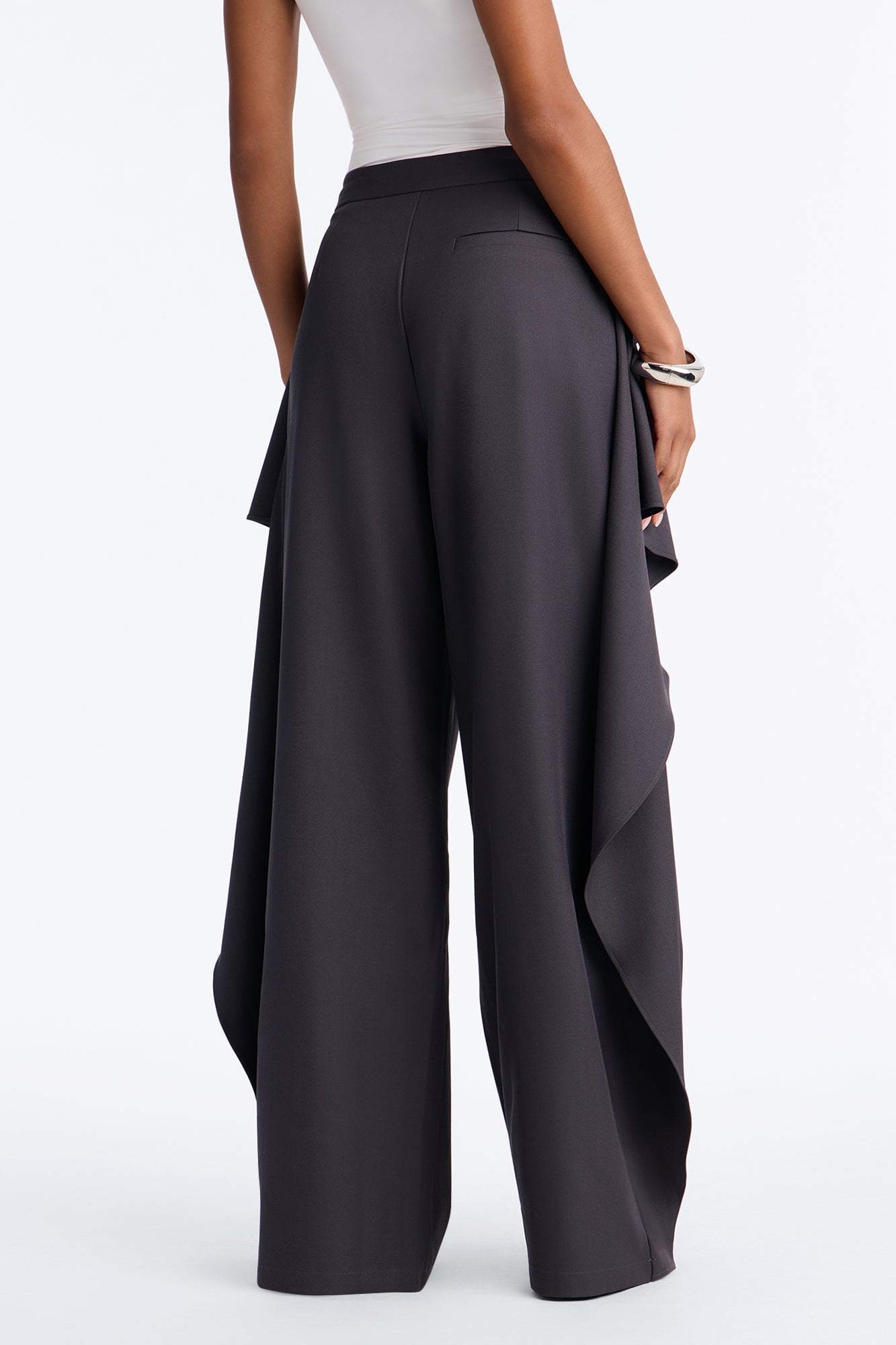 Tessa High Rise Ruffle Layered Trouser - Charcoal image 8