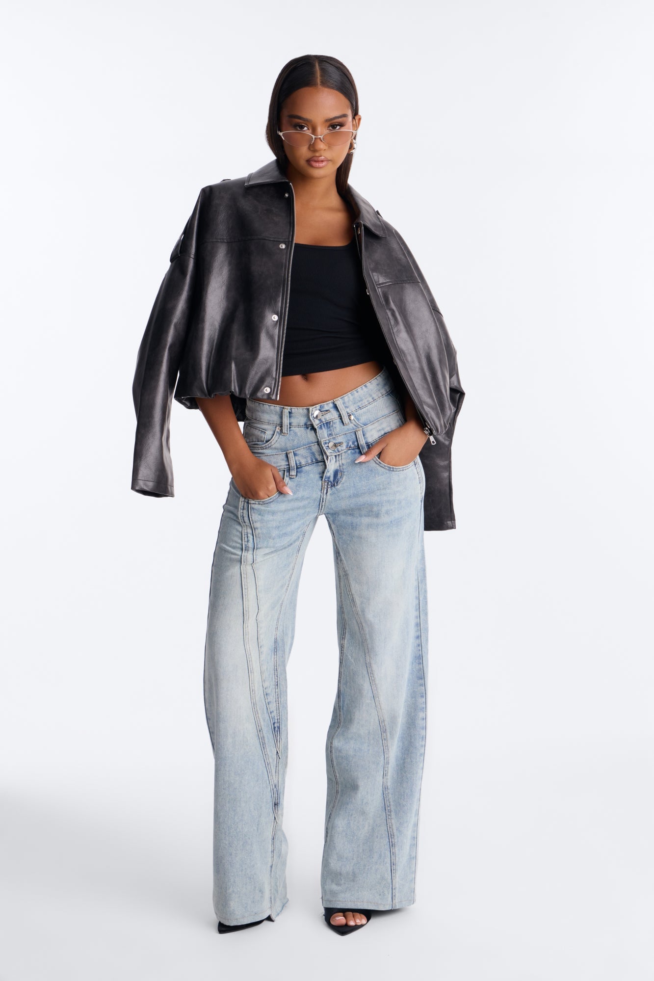Take Me Away Double Waistband Straight Leg Jeans - Light Wash image 2