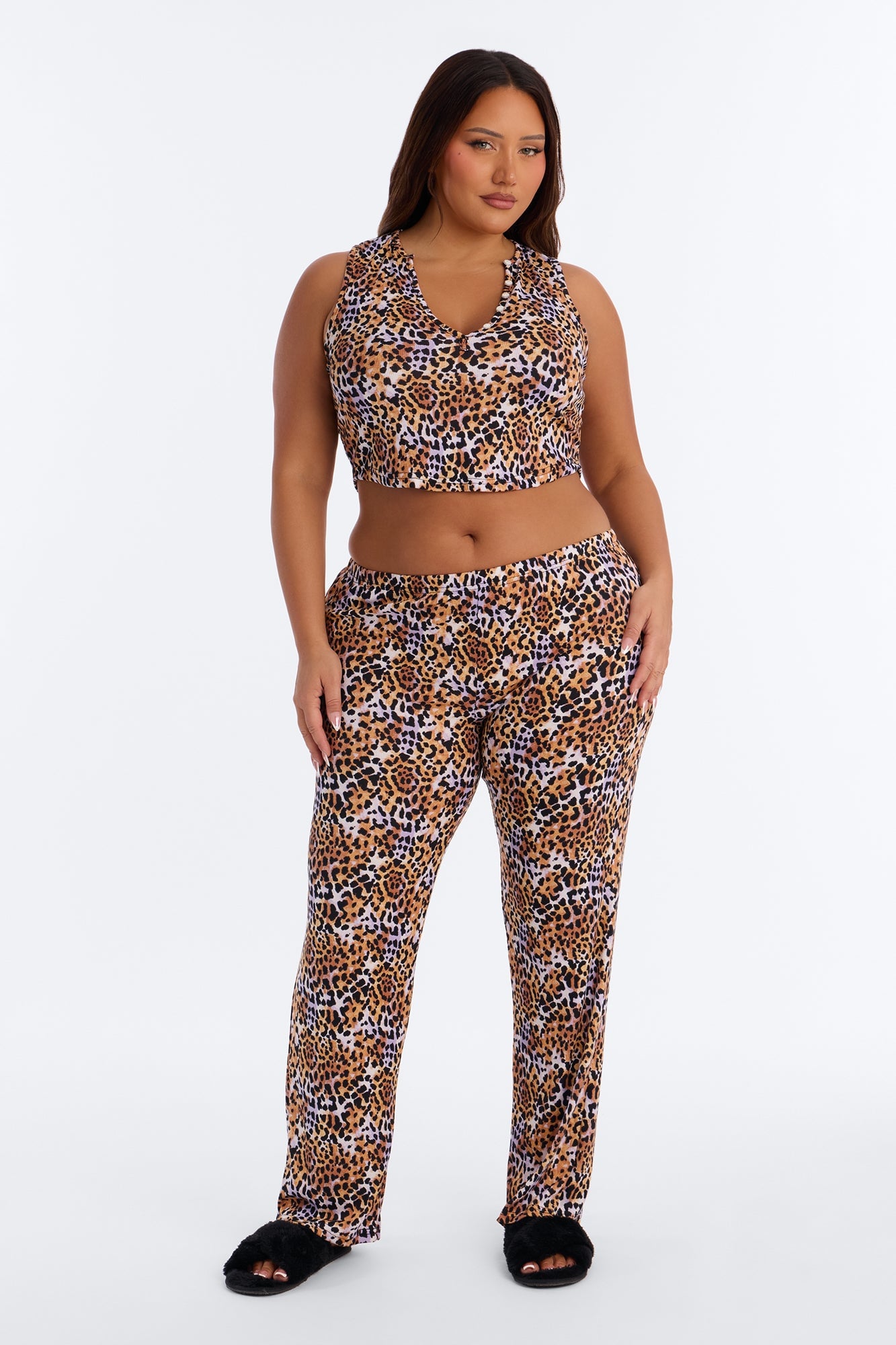 Sweet Safari Tank PJ Pant Set - Brown/combo image 1