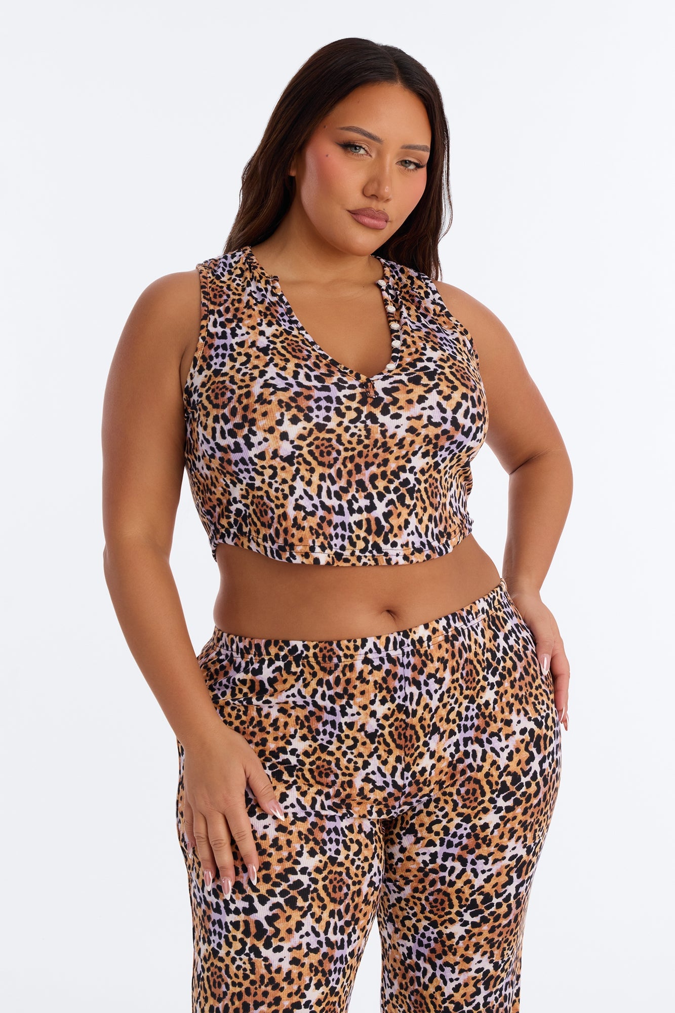 Sweet Safari Tank PJ Pant Set - Brown/combo image 2