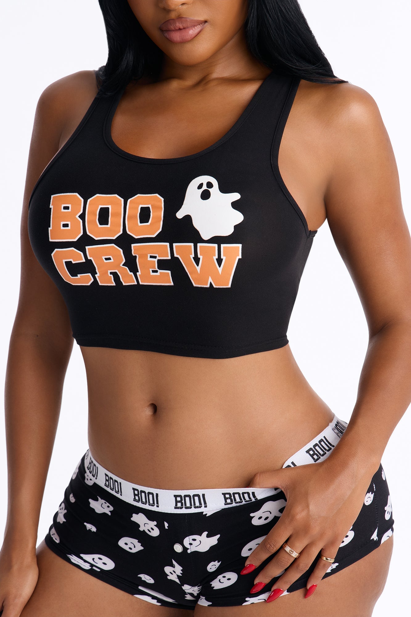The Boo Crew Halloween 2 Piece Tank & Boyshort Set - Black/combo image 2