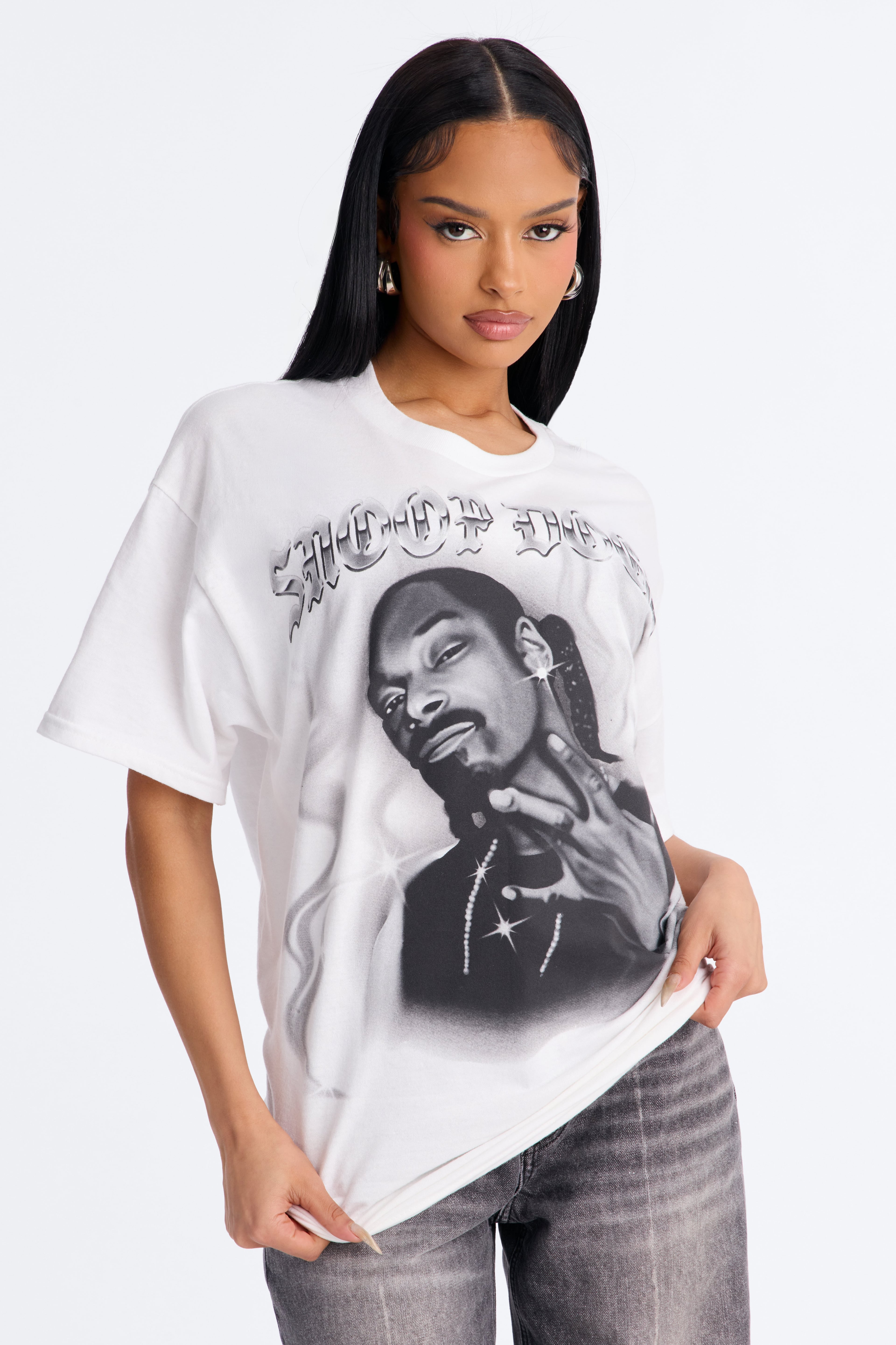 Snoop Dogg Airbrushed Oversized Tee - White image 1