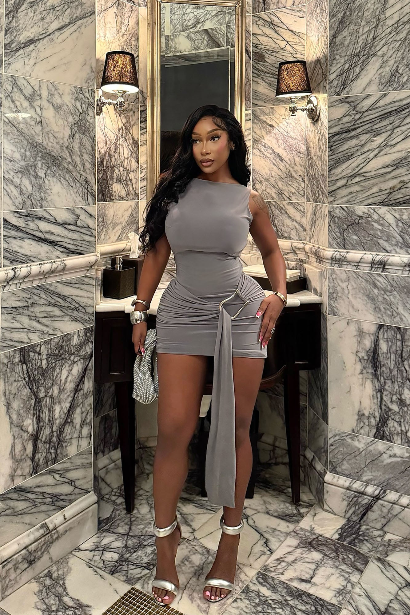 Taylor Backless Mini Dress - Charcoal image 1