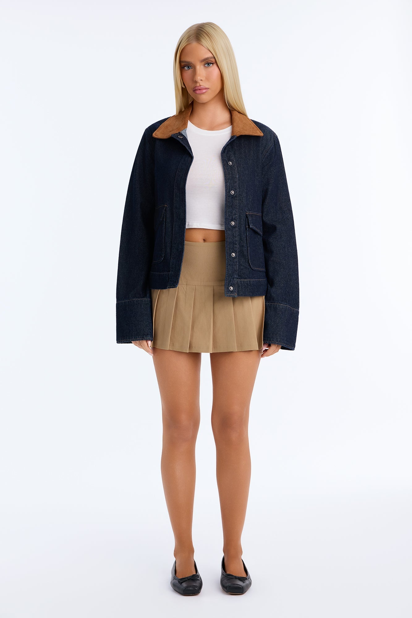 Good Days Pleated Slit Skort - Khaki image 5