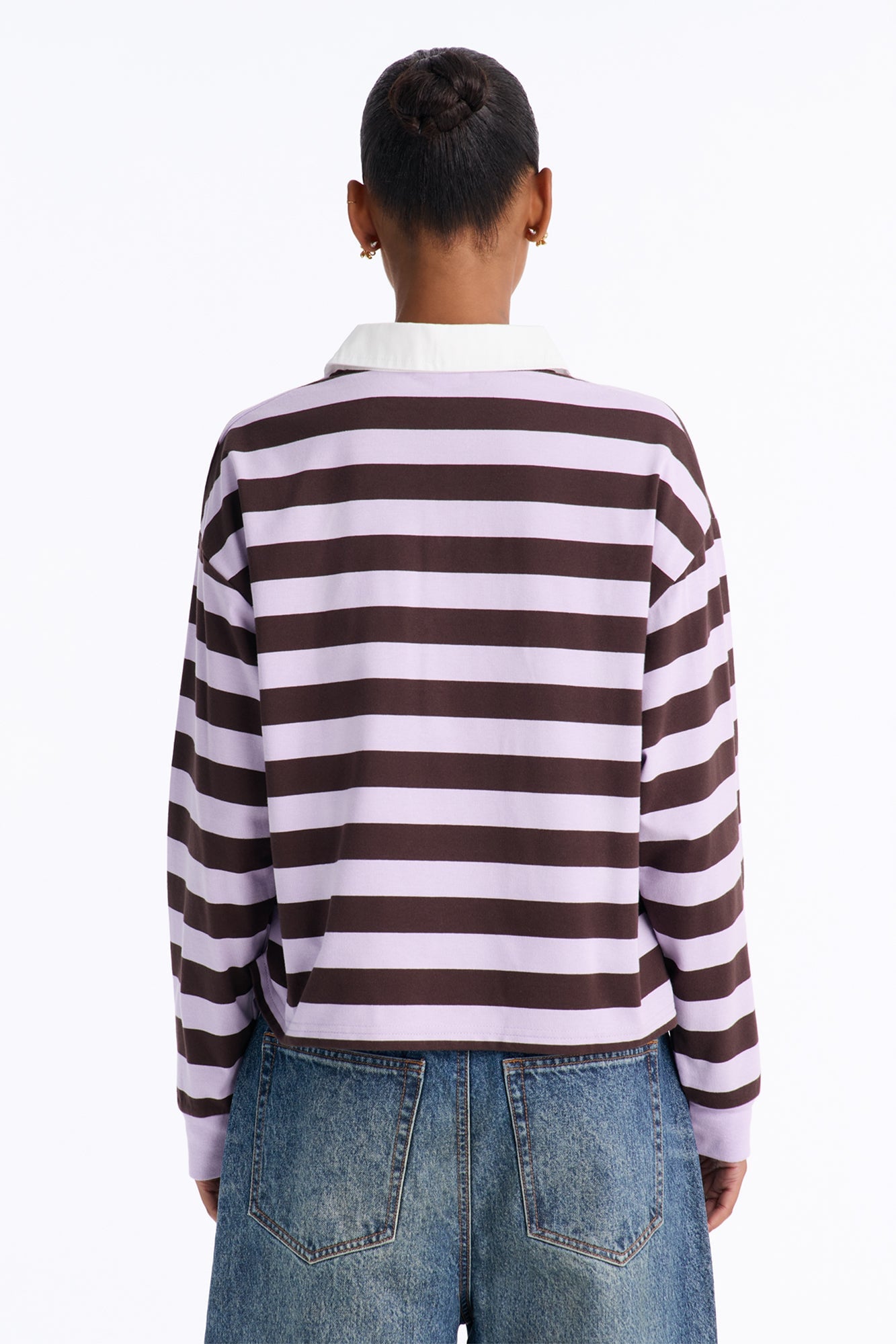 Tara Striped Long Sleeve Polo - Lavender/combo image 8