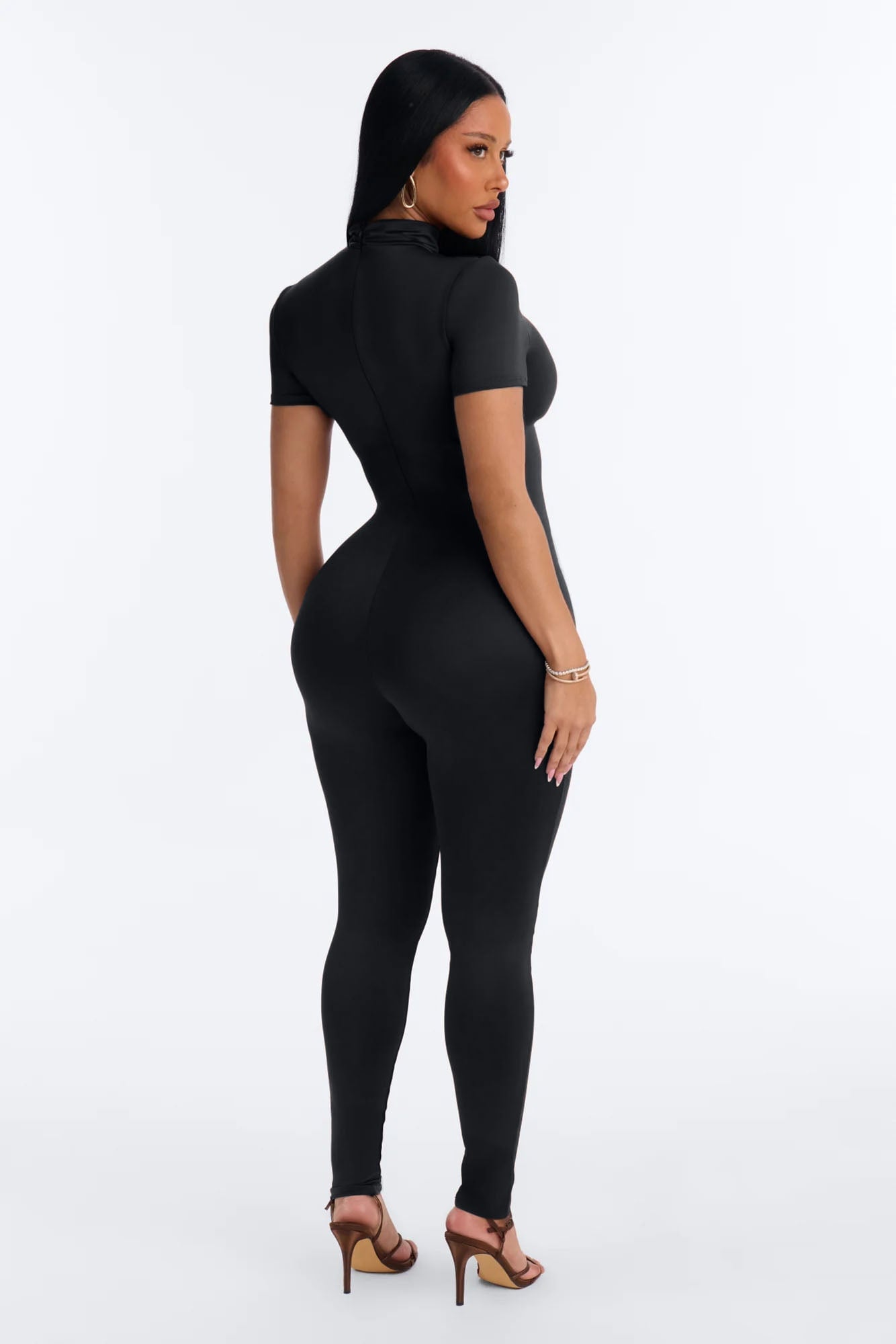 Nina Mock Neck Skinny Jumpsuit - Black image 4