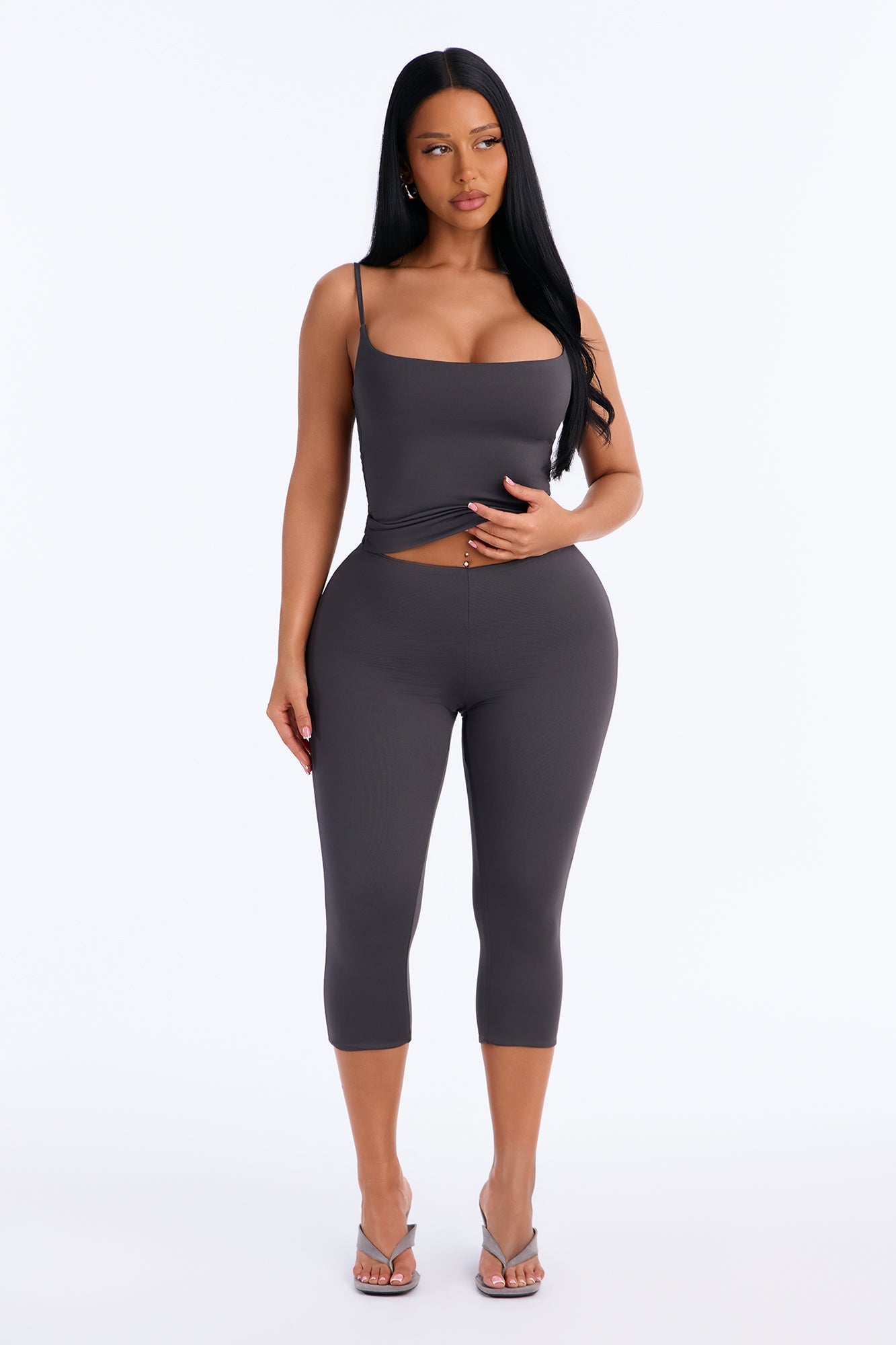 Contour Double Lined Cami Top - Charcoal image 6