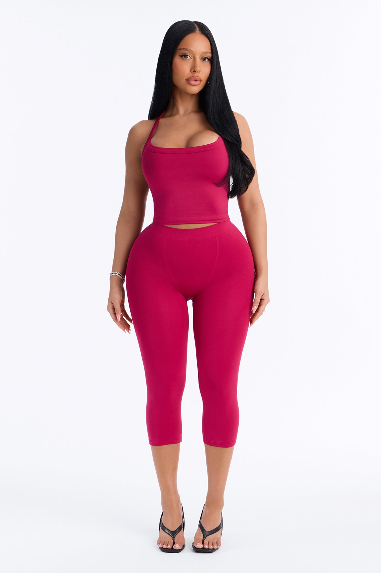 Seamless Smooth Double Lined Capri Pant - Raspberry image 5