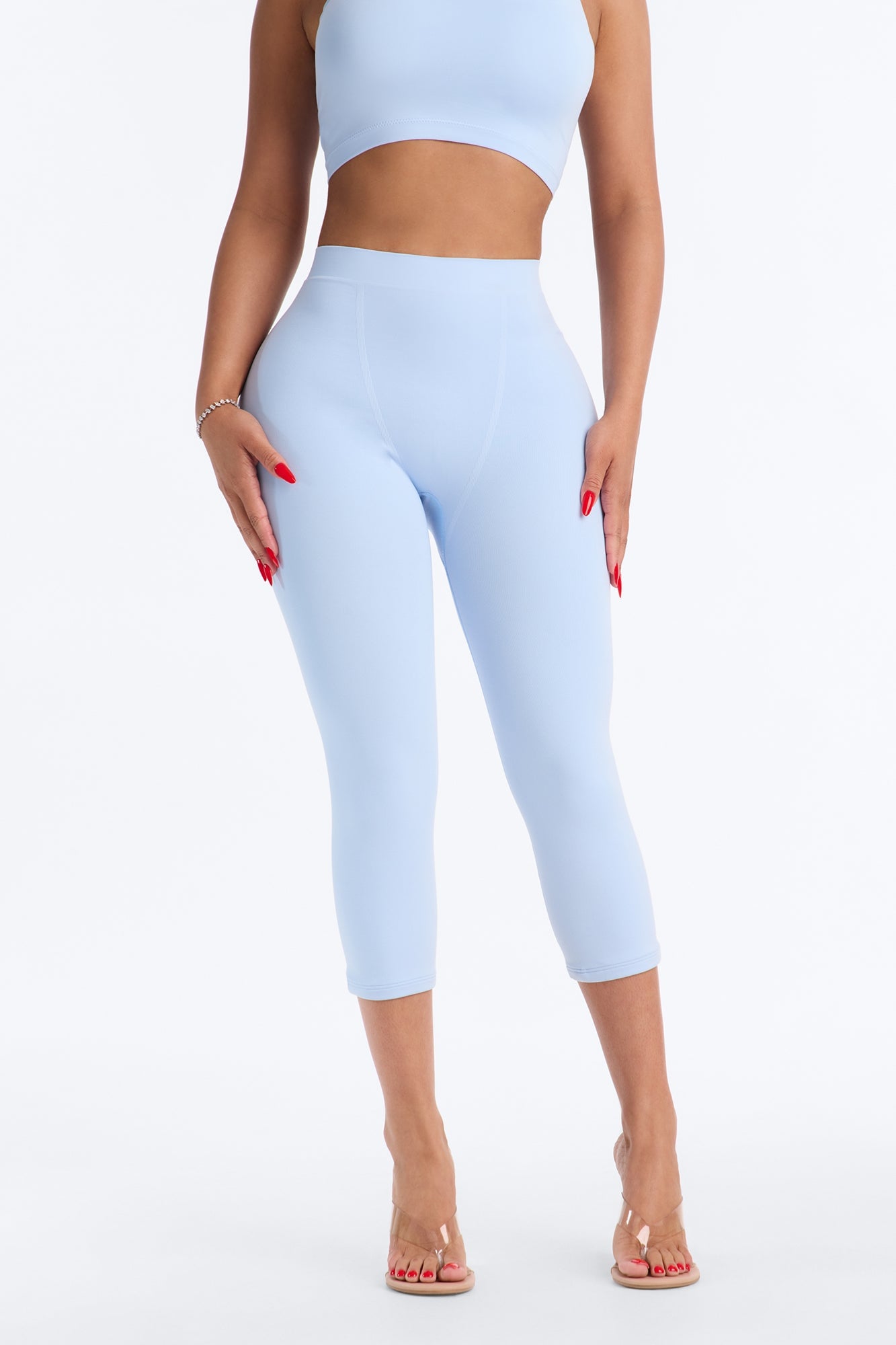 Seamless Smooth Double Lined Capri Pant - SkyBlue image 6