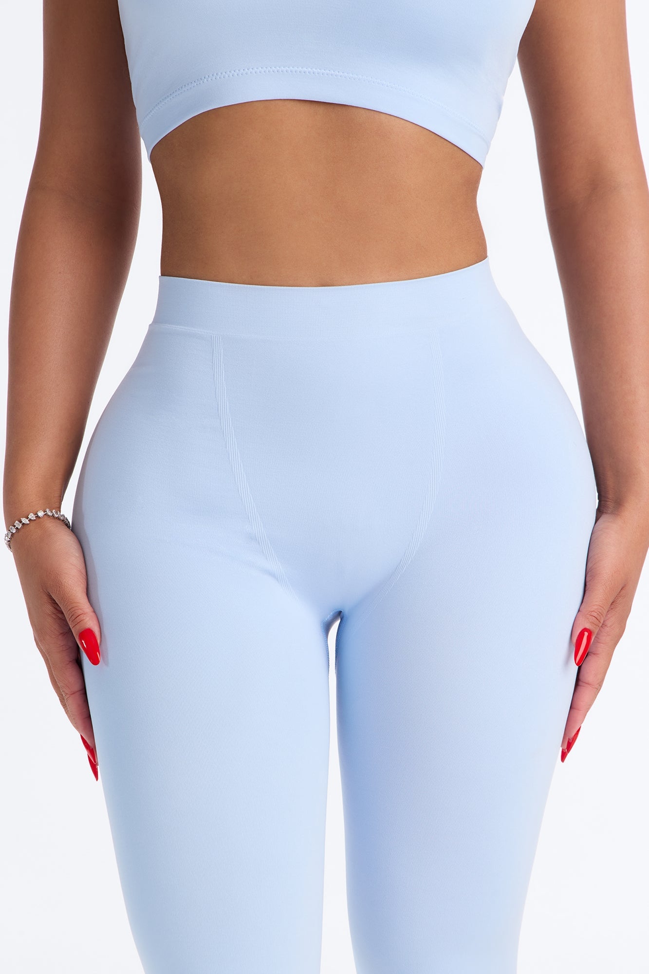 Seamless Smooth Double Lined Capri Pant - SkyBlue image 7