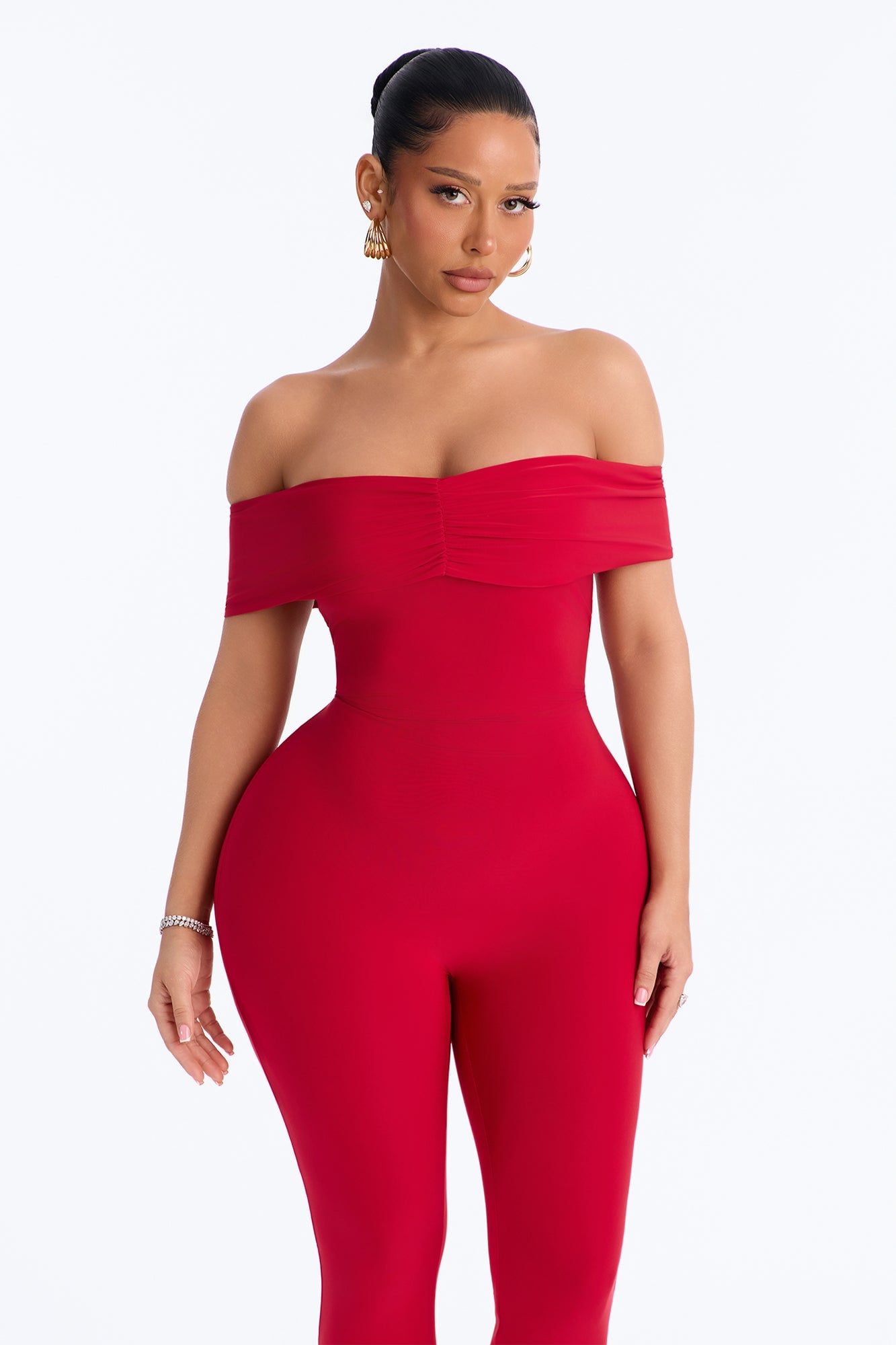 Pauly Off Shoulder Capri Jumpsuit - Red image 2