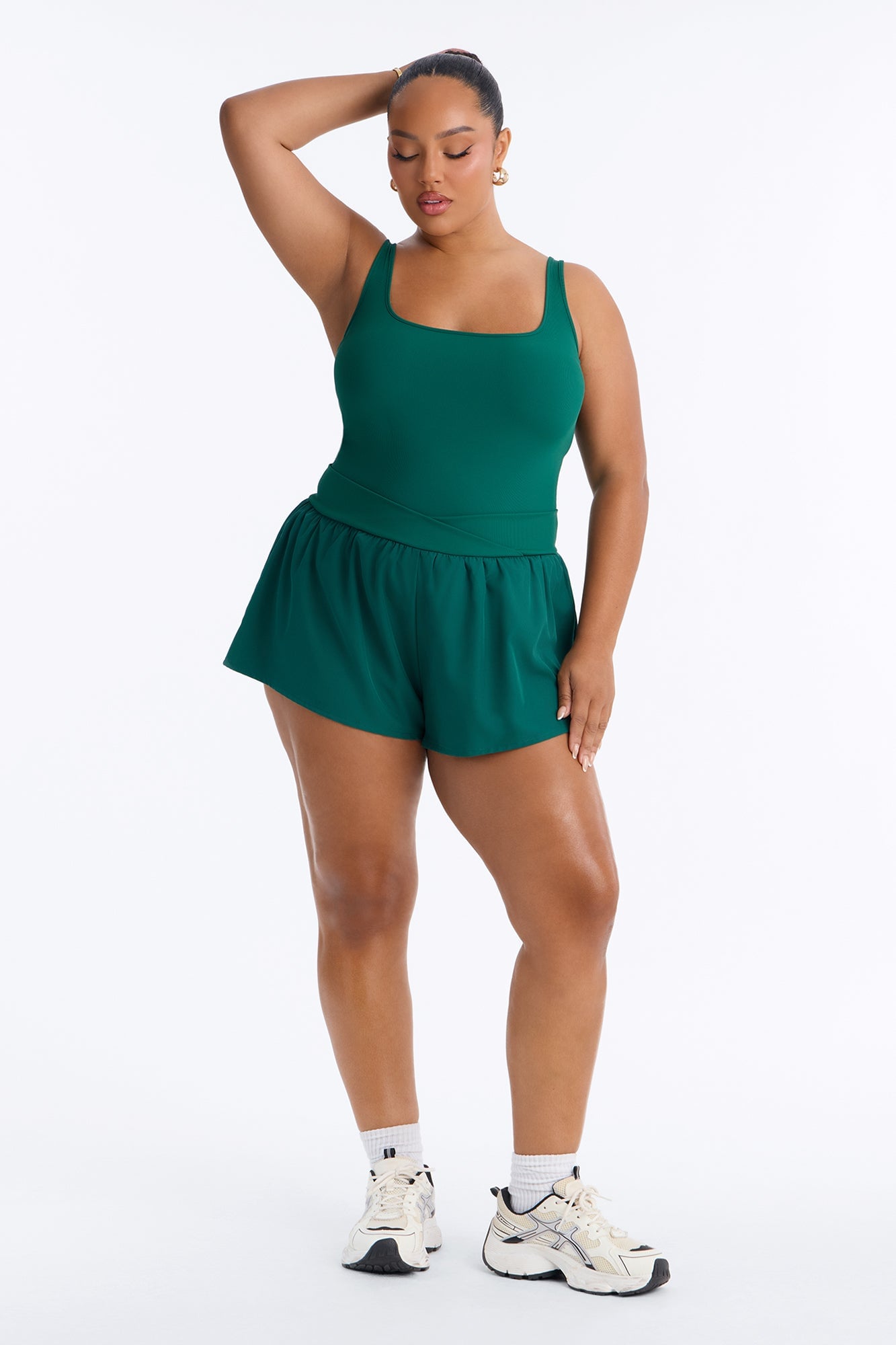 Tennis Court Baddie Sleeveless Windbreak Short Romper - Hunter image 2