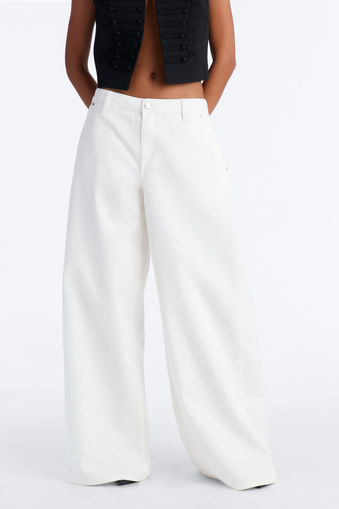 Tatiana Low Rise Wide Leg Moto Pant - Ivory image 5