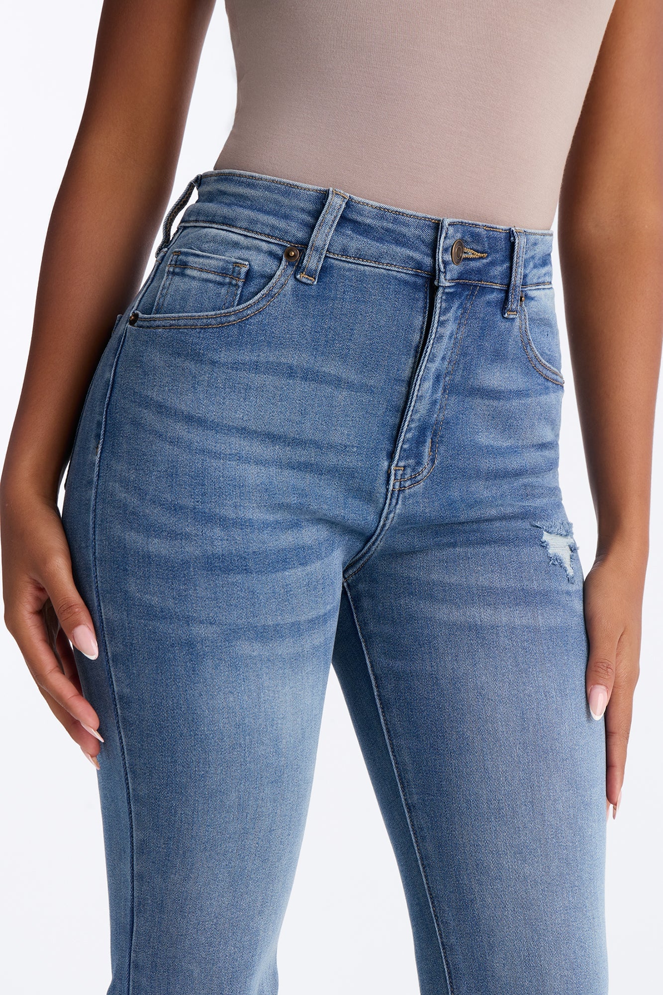 Attention Seeker Soft Stretch Flare Jeans - Medium Wash image 7