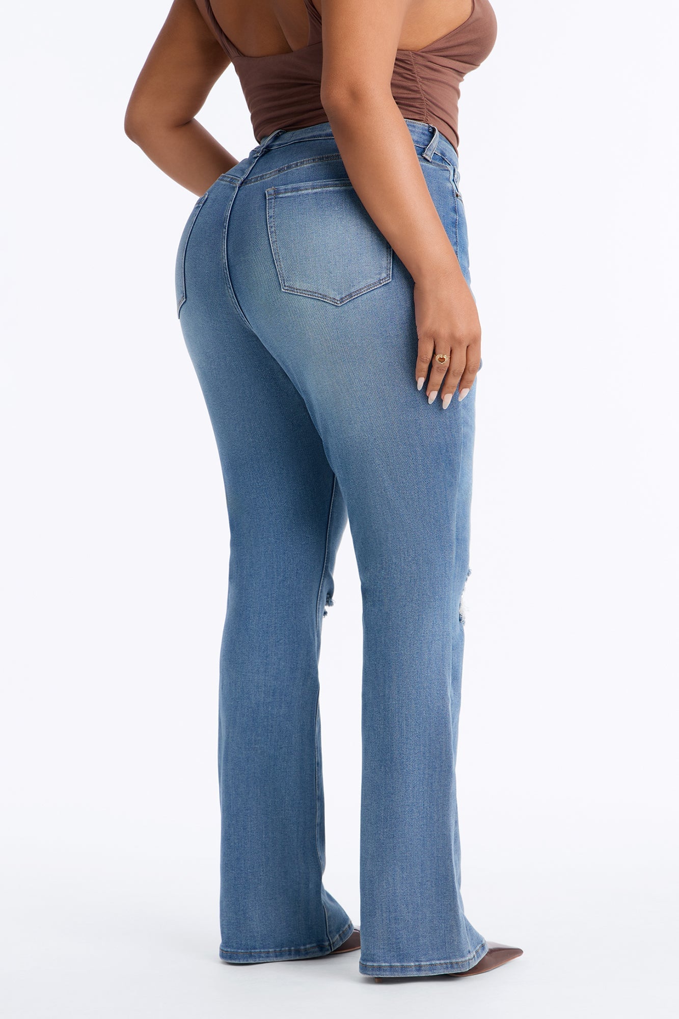 Attention Seeker Soft Stretch Flare Jeans - Medium Wash image 4