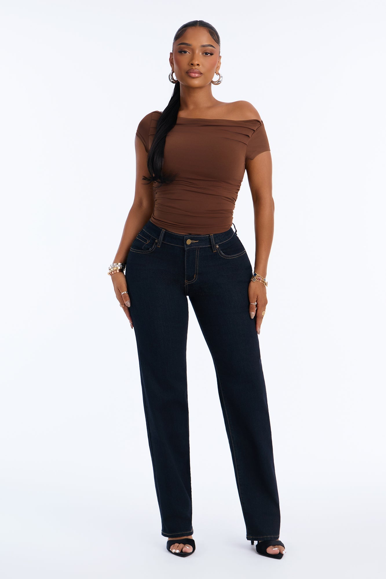 Favorita Mid Waist Stretch Straight Leg Jeans - Dark Denim image 6