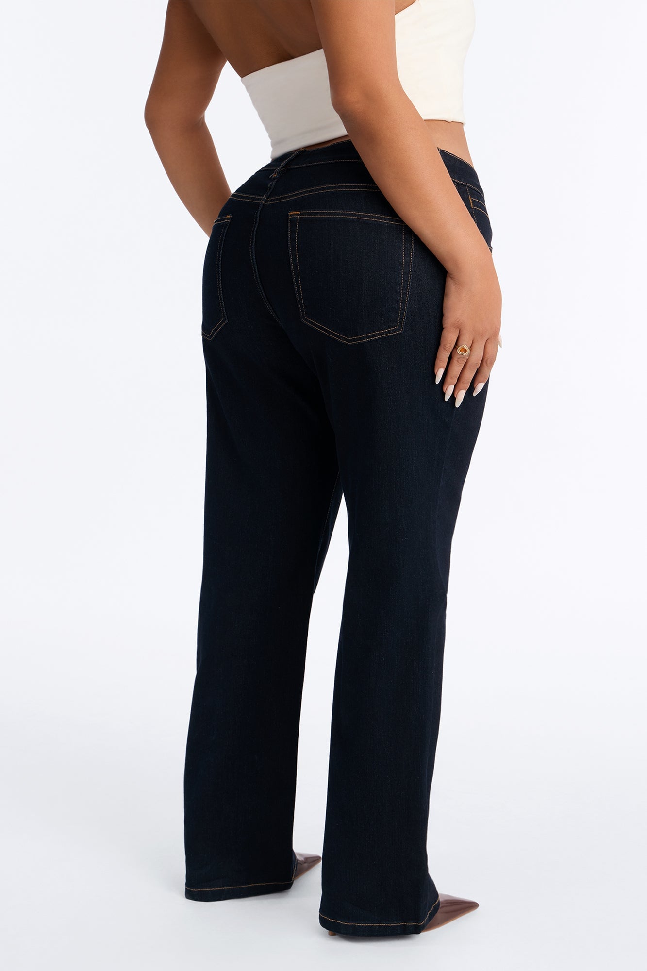 Favorita Mid Waist Stretch Straight Leg Jeans - Dark Denim image 4