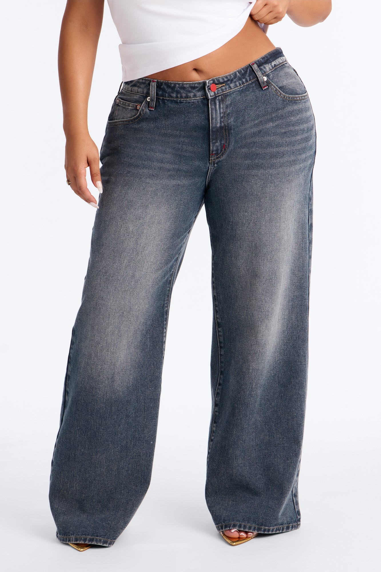 The 412 Low Rise Rigid Wide Leg Jeans - Dark Wash image 2