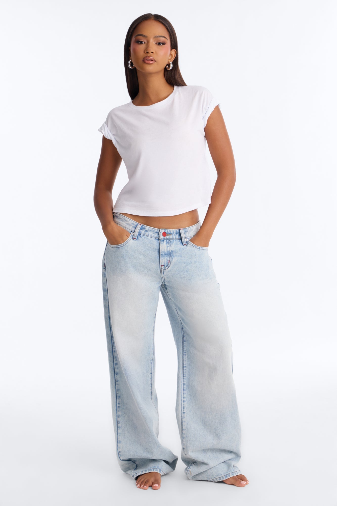 The 412 Low Rise Rigid Wide Leg Jeans - Light Wash image 6