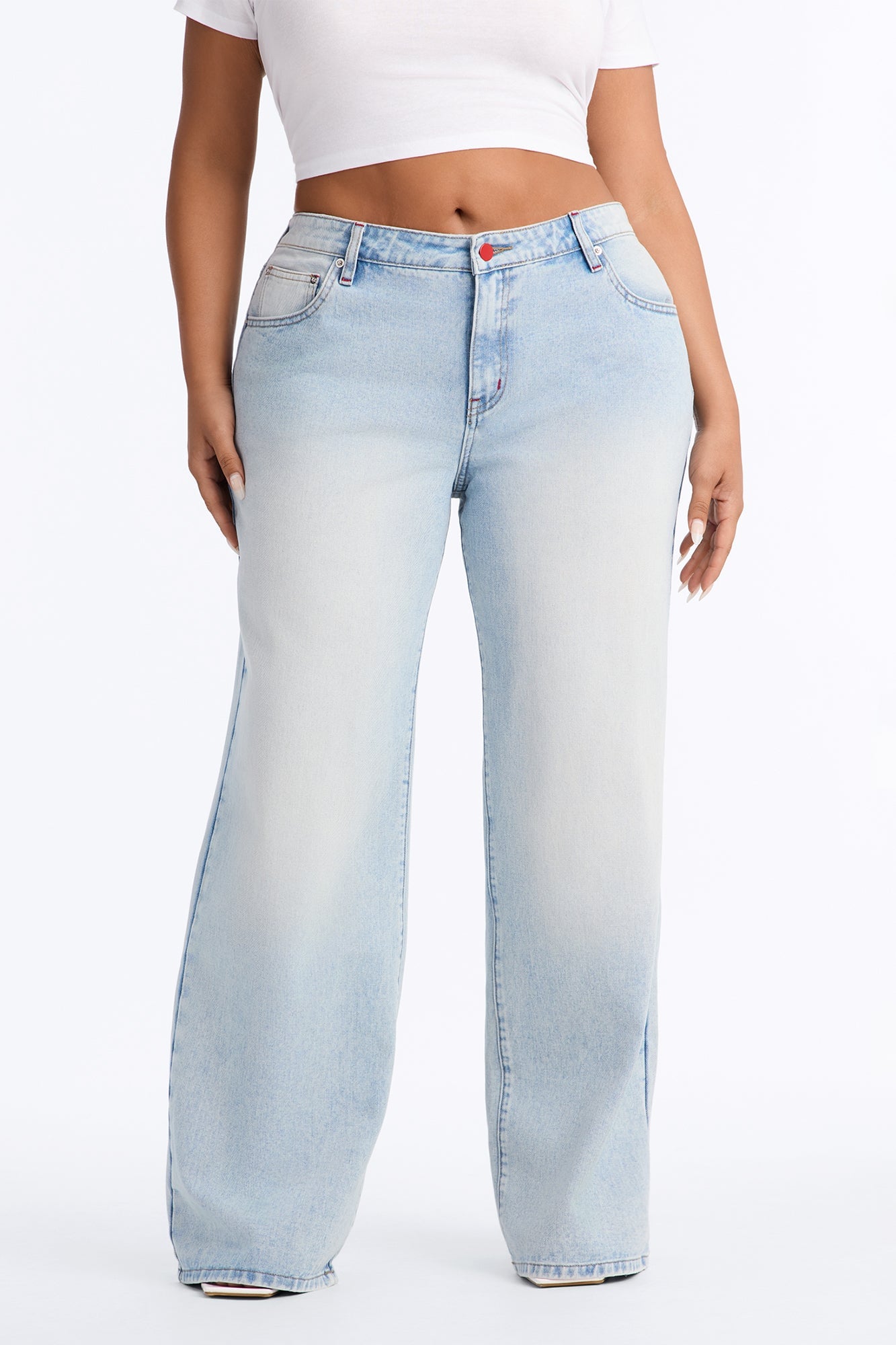 The 412 Low Rise Rigid Wide Leg Jeans - Light Wash image 1