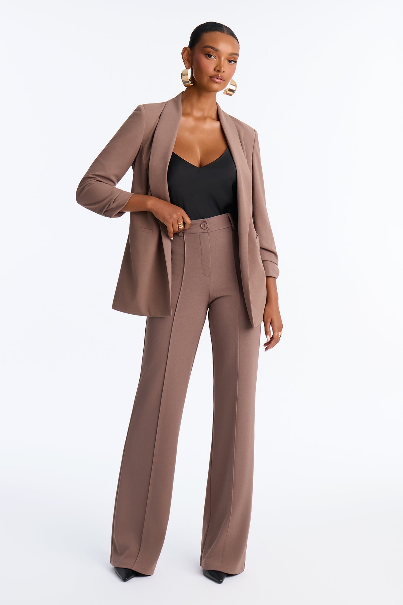 Heidi Wide Leg Trouser Pant - Caffe image 5