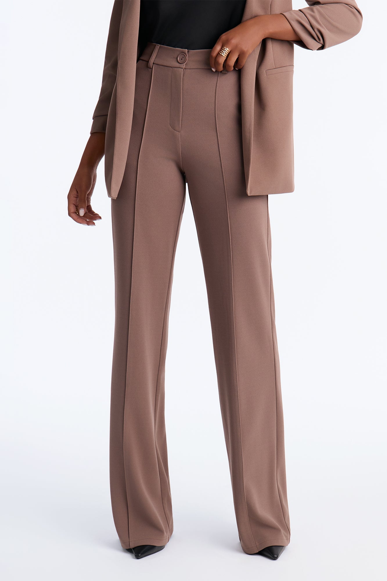 Heidi Wide Leg Trouser Pant - Caffe image 6