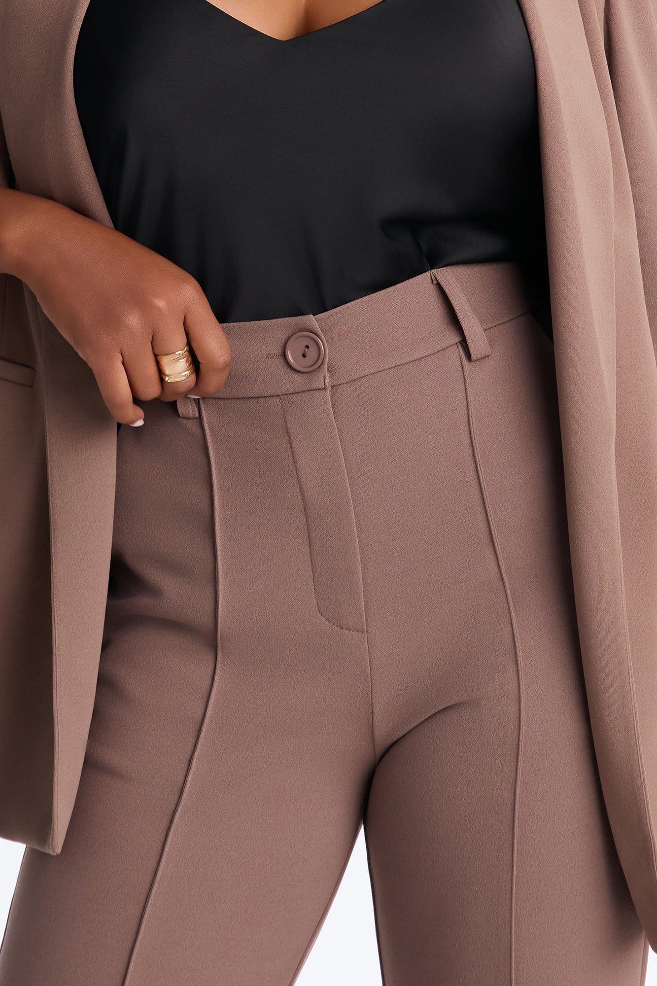 Heidi Wide Leg Trouser Pant - Caffe image 7