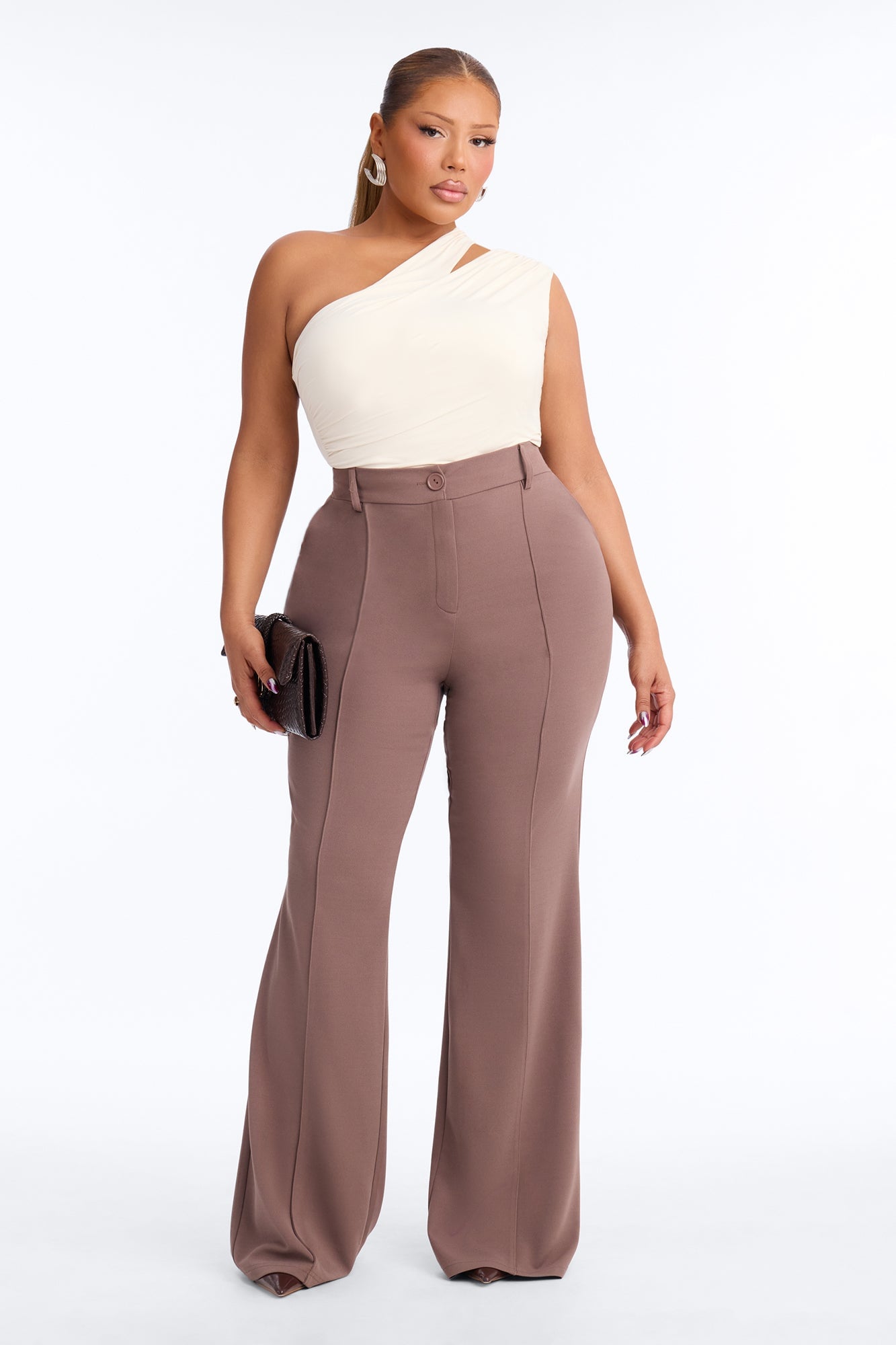 Heidi Wide Leg Trouser Pant - Caffe image 2