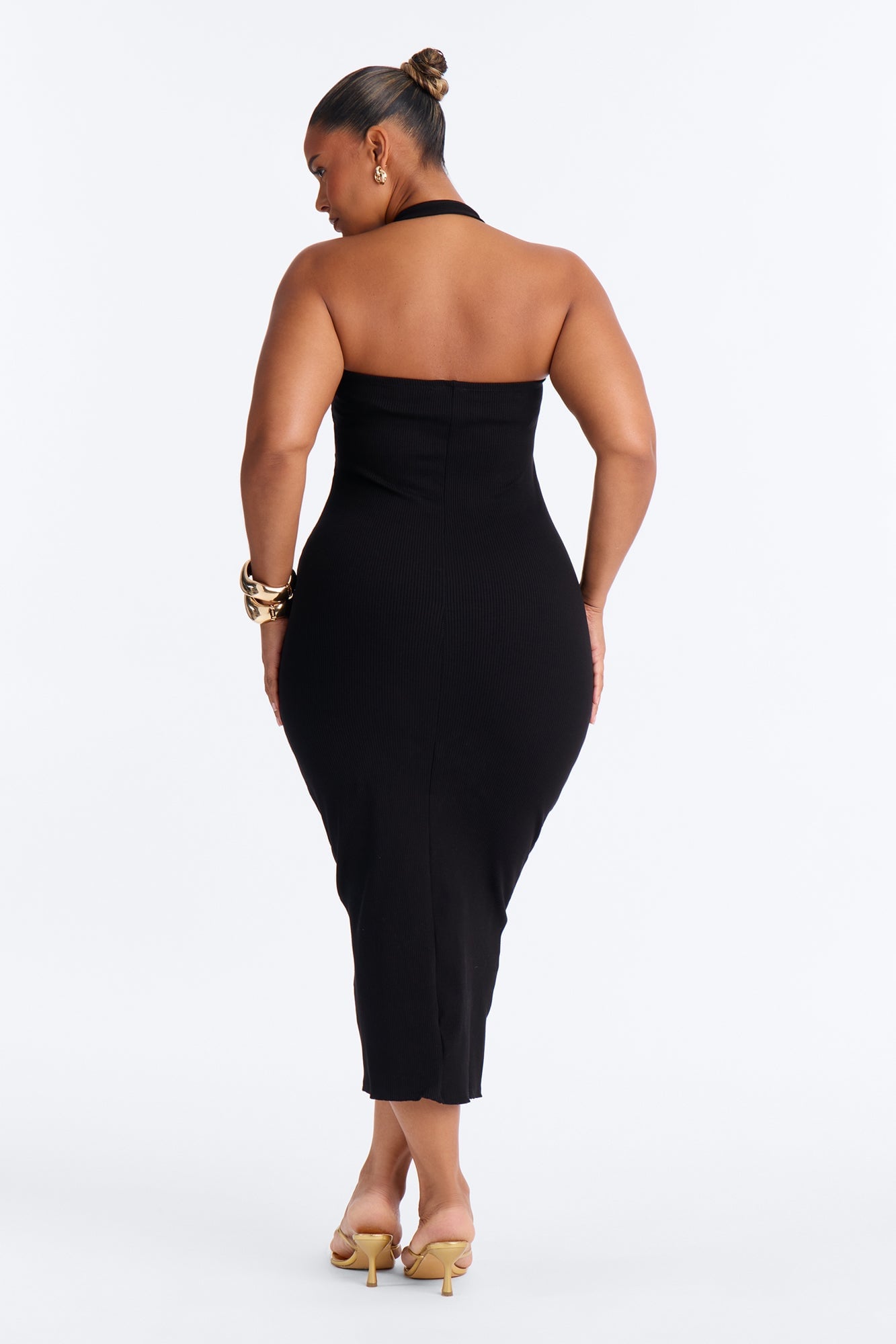 Mallory Halter Snatched Midi Dress - Black image 4
