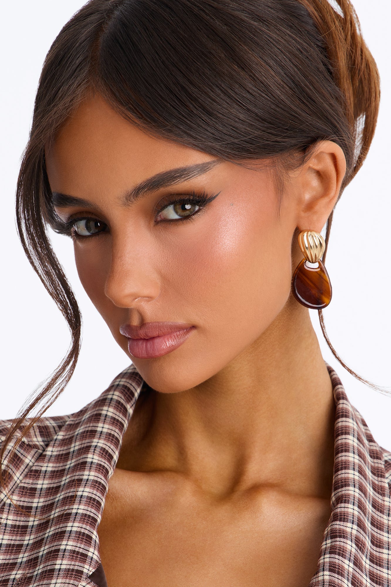 Sunset Kiss Drop Earrings - Gold/Brown image 1
